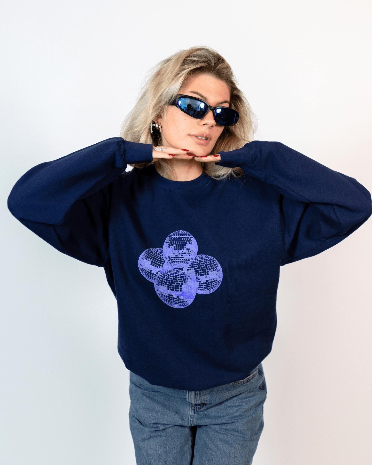 DISCO KUGLE (violet) SWEATSHIRT - NAVY