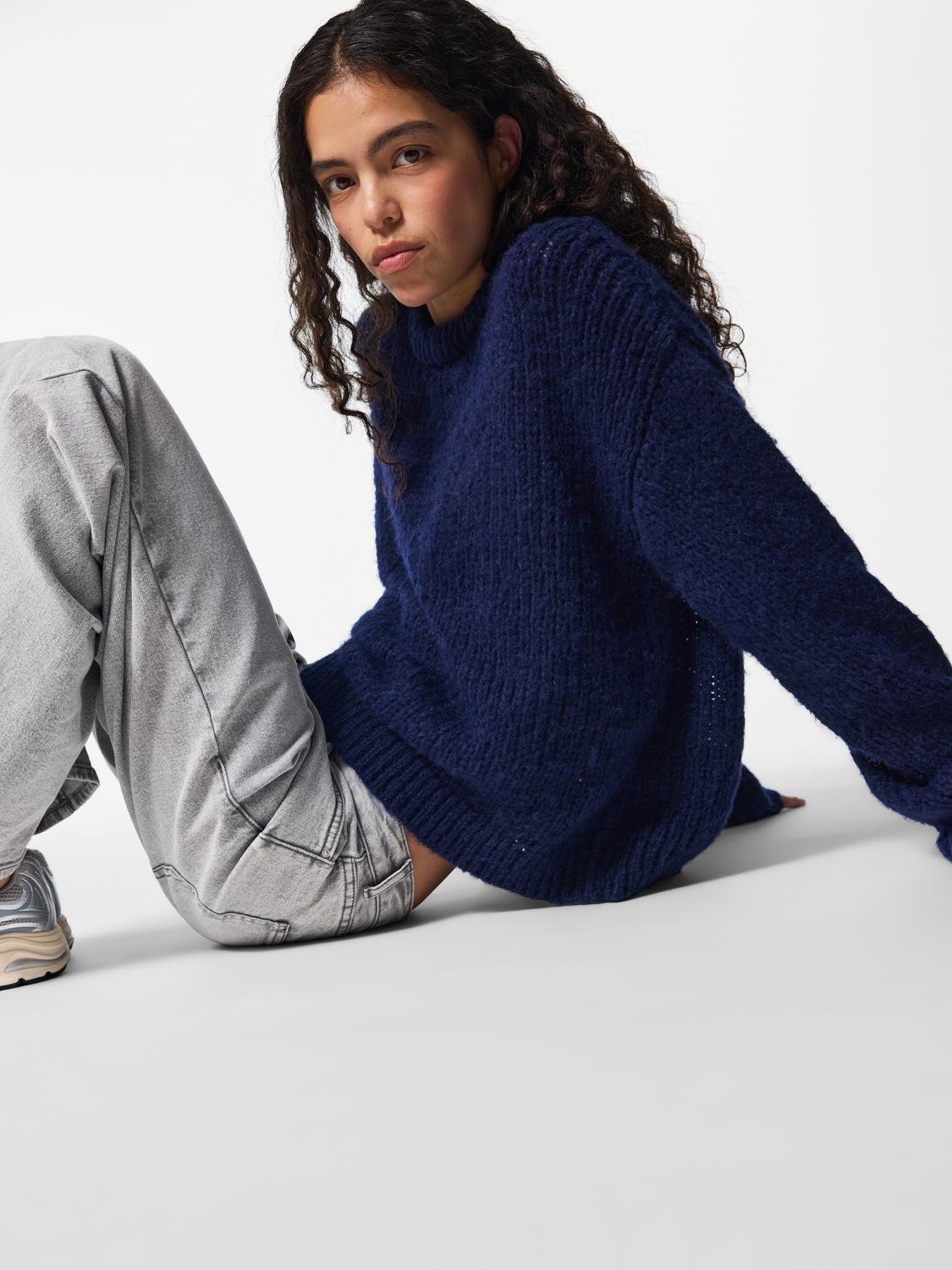 DORTHEA CHUNKY KNIT - MARITIME BLUE MELANGE - Dinvintageshop