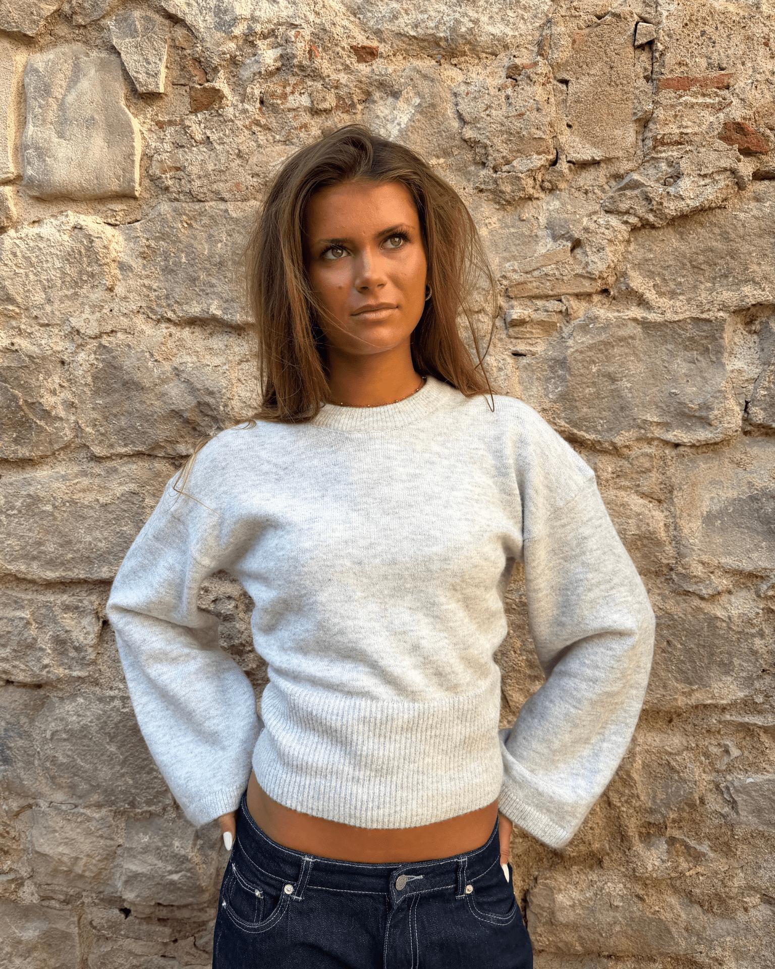 ELLEN ANGEL SLEEVE KNIT - LT GREY