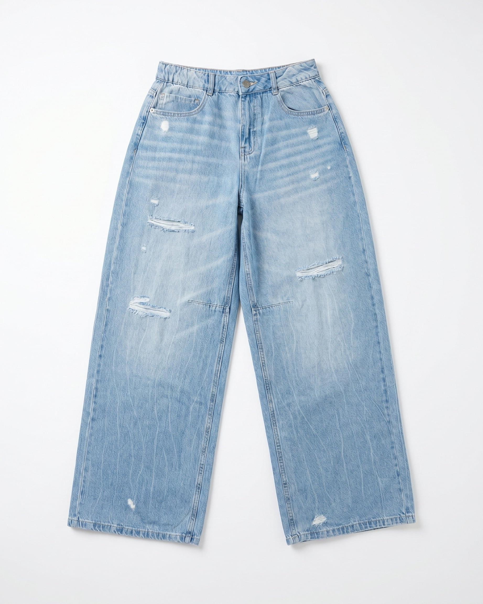 EMMA BAGGY JEANS - LIGHT BLUE RIPPED