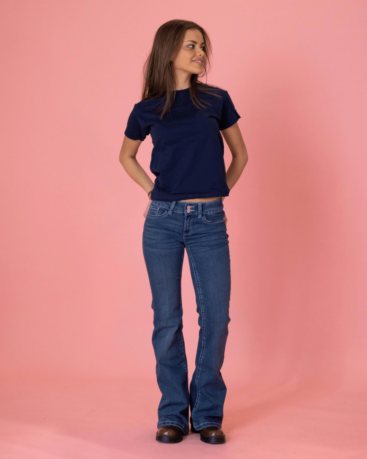 ERIKA LOW BOOTCUT JEANS - MID BLUE