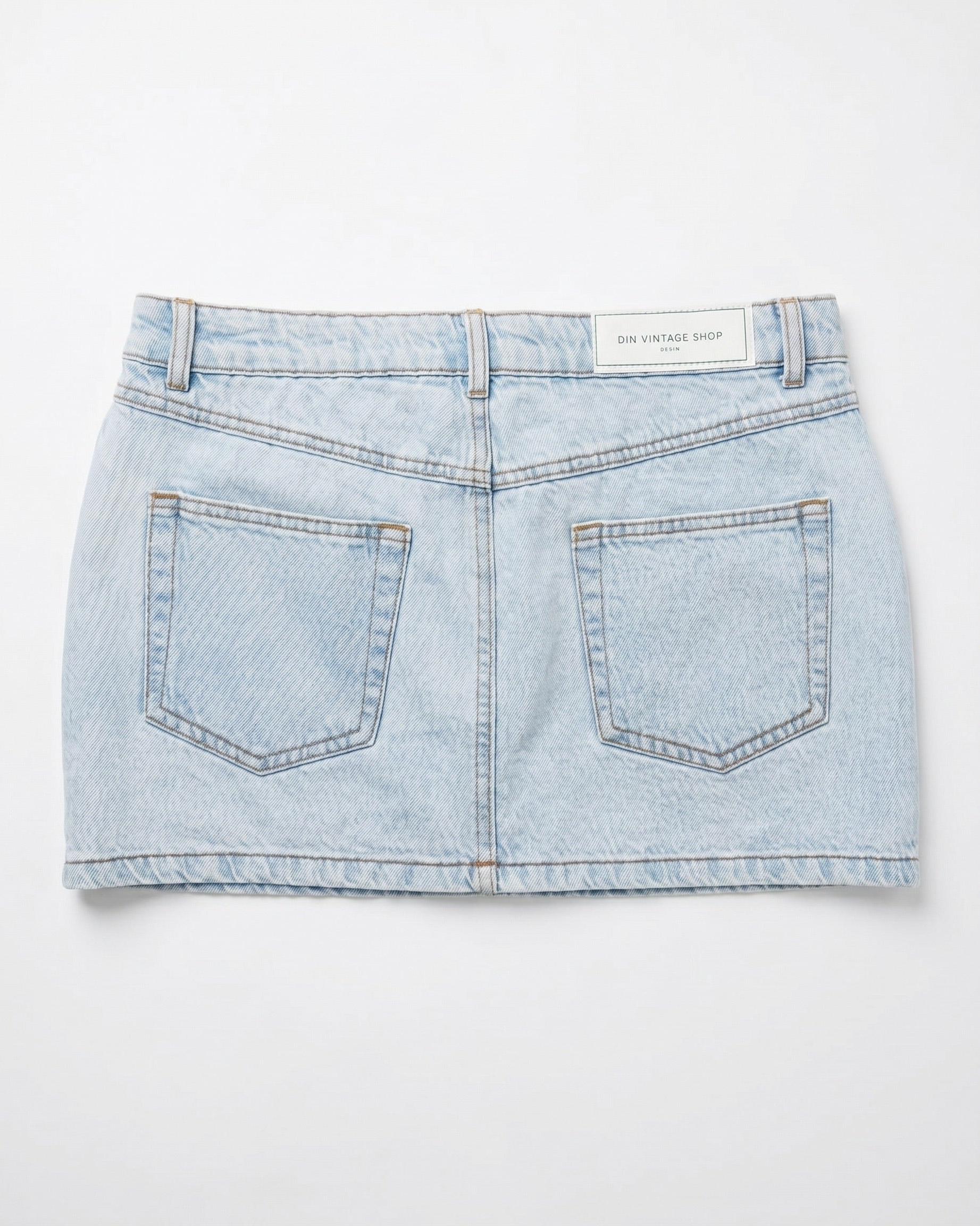 ESTHER DENIM MINI SKIRT - BRIGHT BLUE - Dinvintageshop