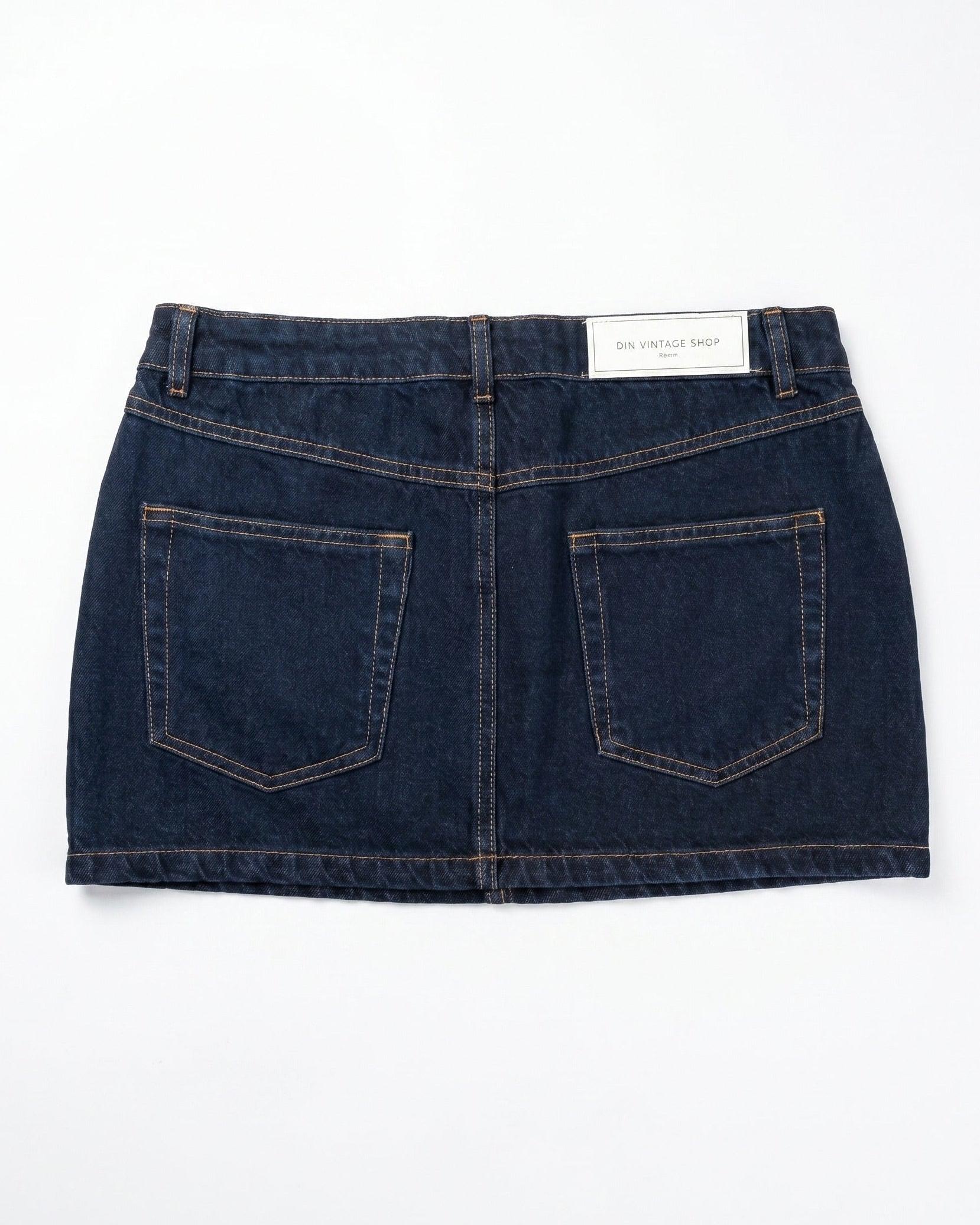 ESTHER DENIM MINI SKIRT - DARK BLUE - Dinvintageshop