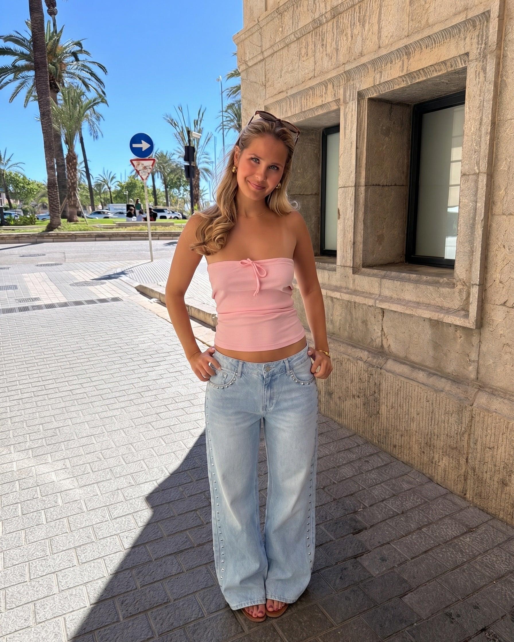 ESTHER STUD JEANS - LIGHT BLUE - Dinvintageshop