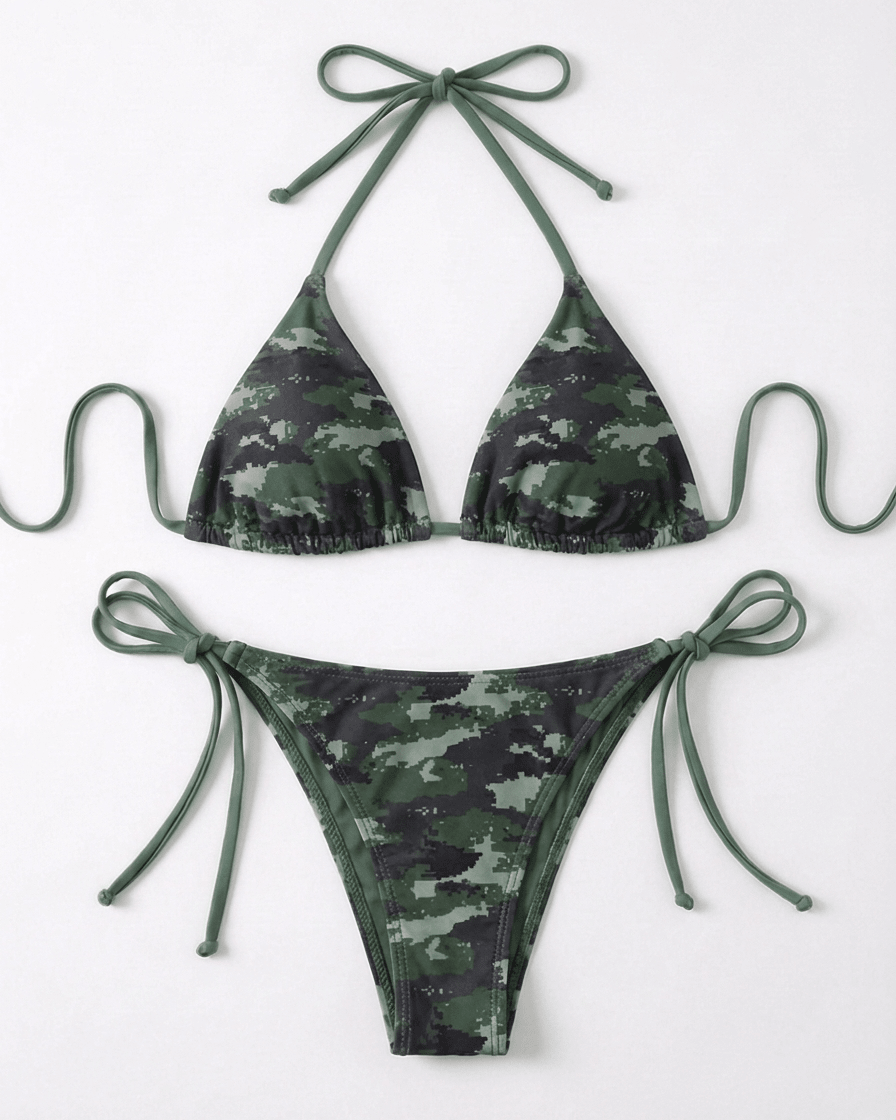 FILIPPA REVERSIBLE BIKINI SET - ARMY/CAMO - Dinvintageshop