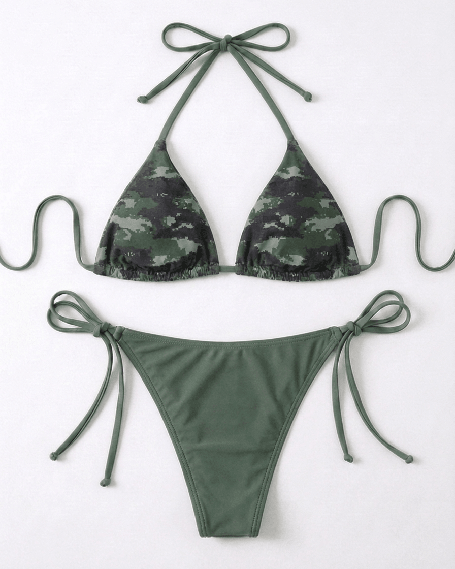 FILIPPA REVERSIBLE BIKINI SET - ARMY/CAMO - Dinvintageshop