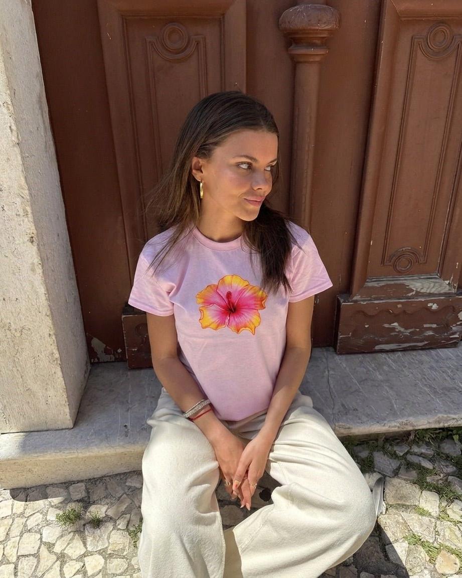 HAWAII (gul) BABY TEE - LYSERØD - Dinvintageshop