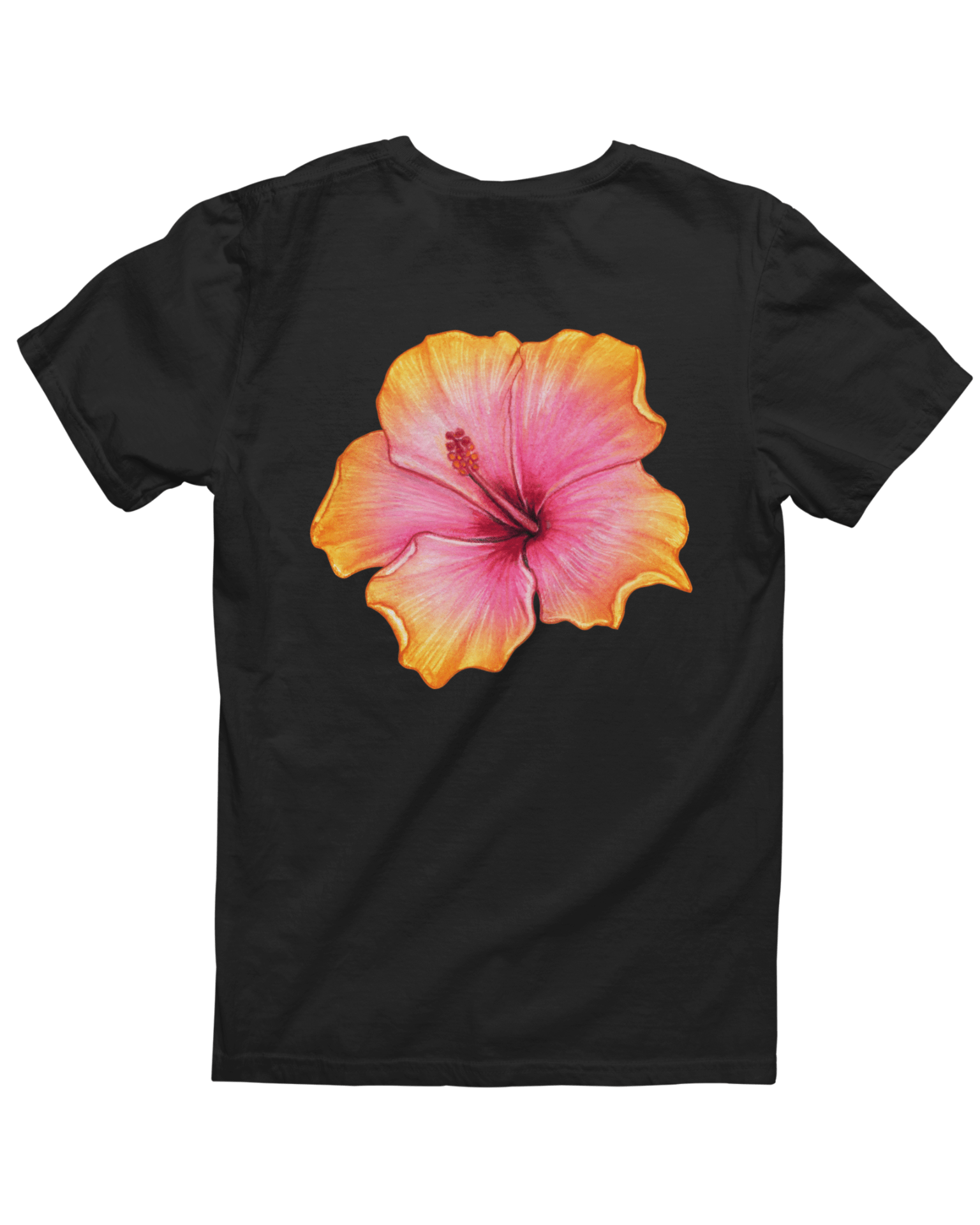 HAWAII (gul) UNISEX T-SHIRT (rygprint) - SORT - Dinvintageshop