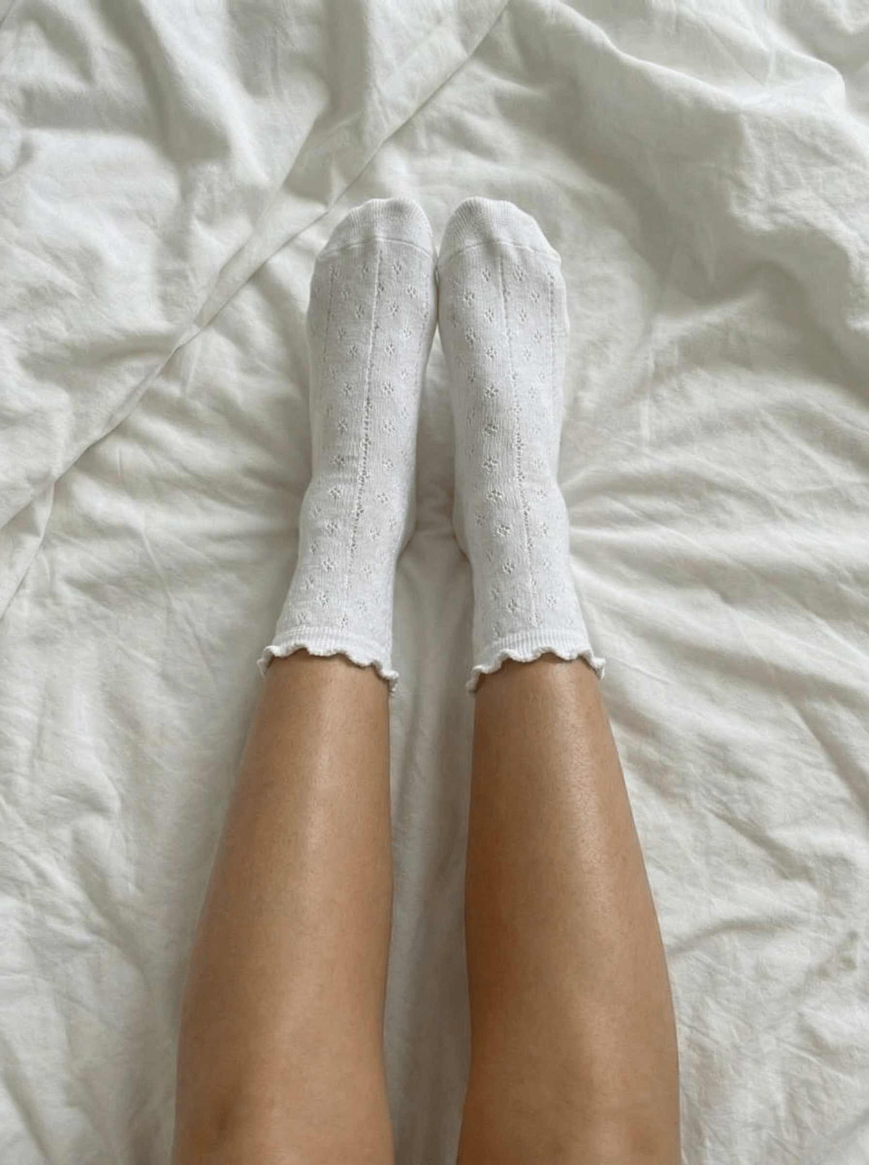 THERESE POINTELLE SOCKS - BRIGHT WHITE