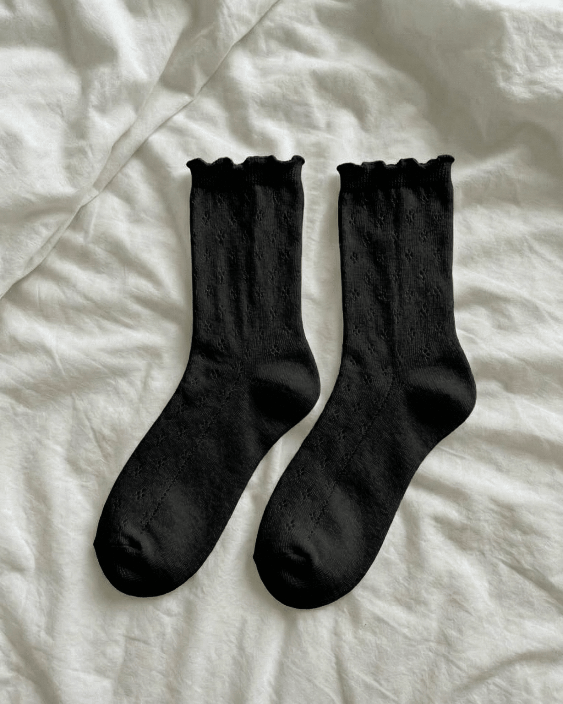THERESE POINTELLE SOCKS - BLACK