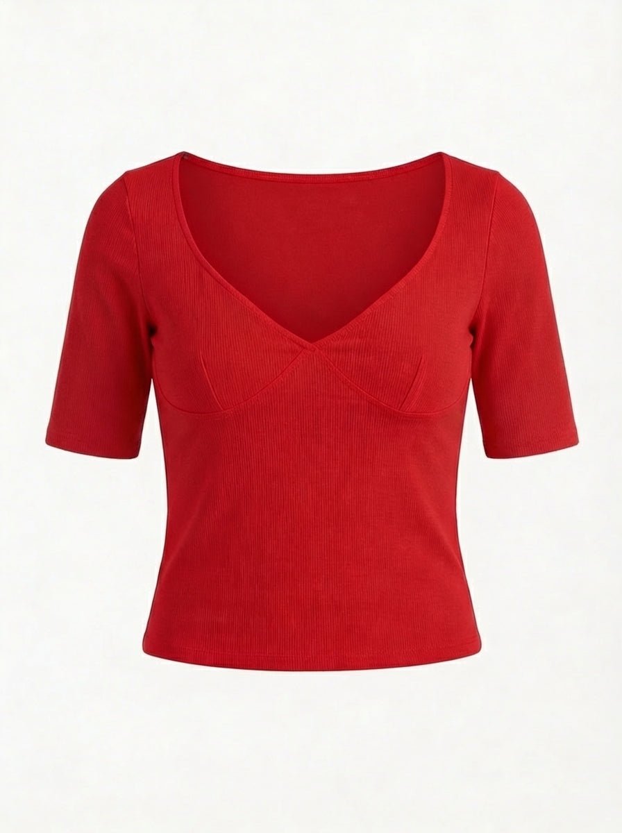 ELVIRA TOP - RED - Dinvintageshop