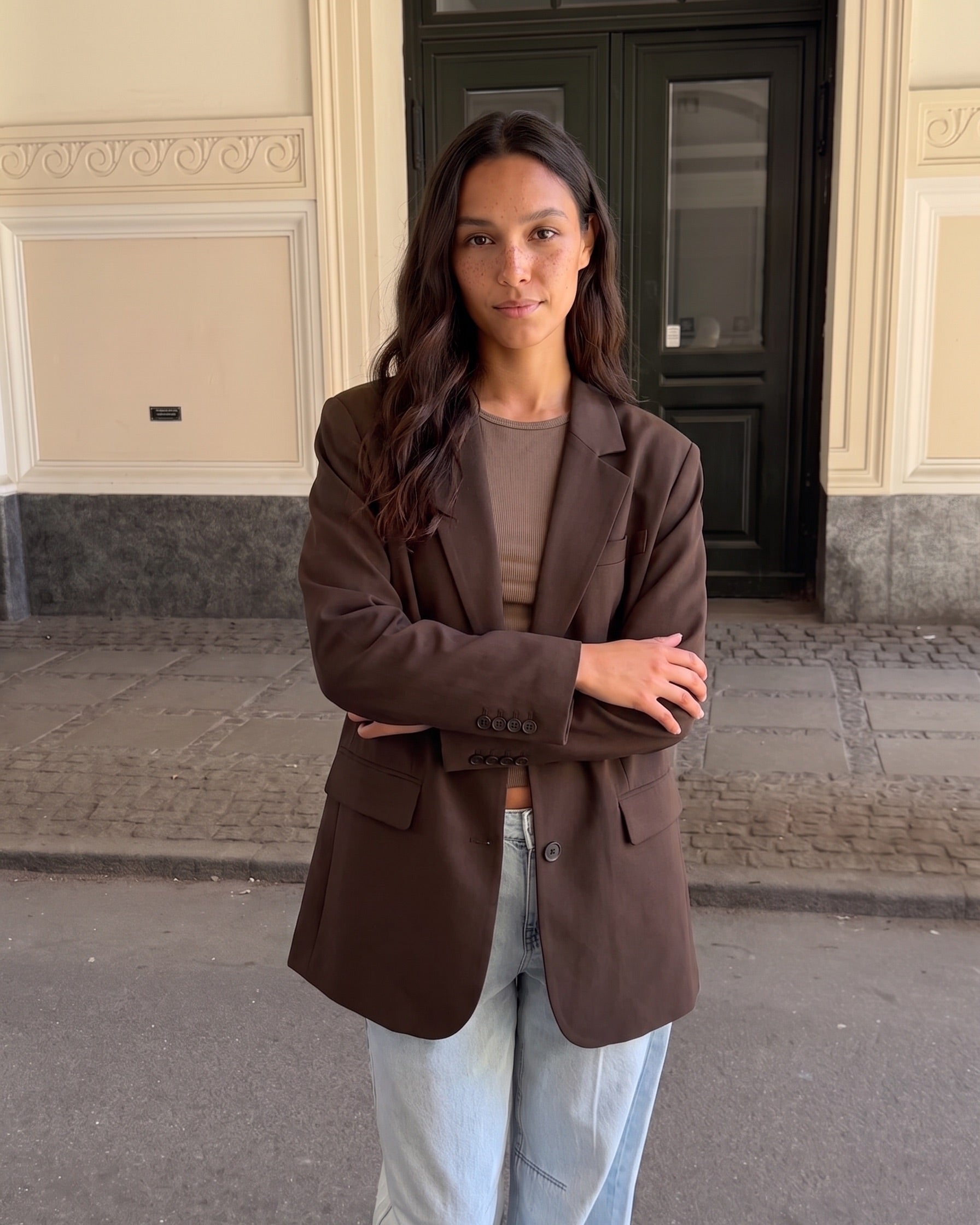 KAMIL LOOSE BLAZER - HOT FUDGE
