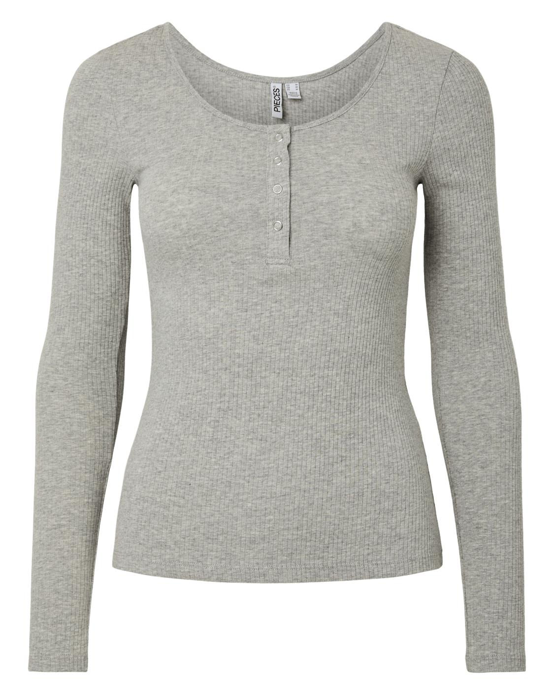 KITTE LANGÆRMET TOP - MEDIUM GREY MELANGE