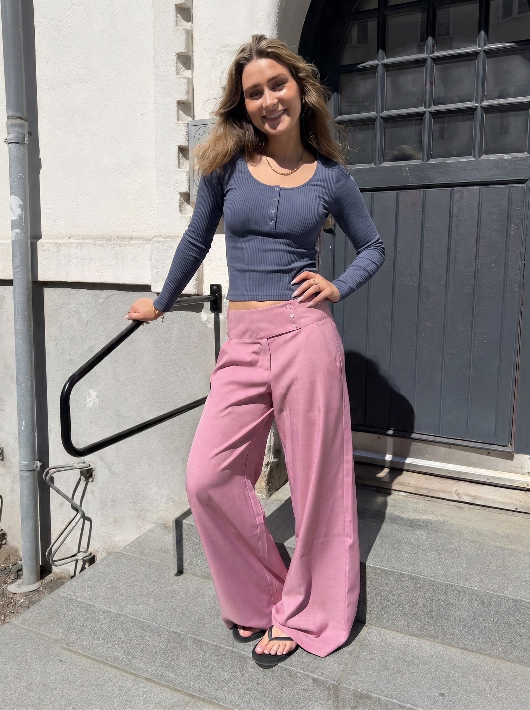 KITTE LANGÆRMET TOP - OMBRE BLUE - Dinvintageshop