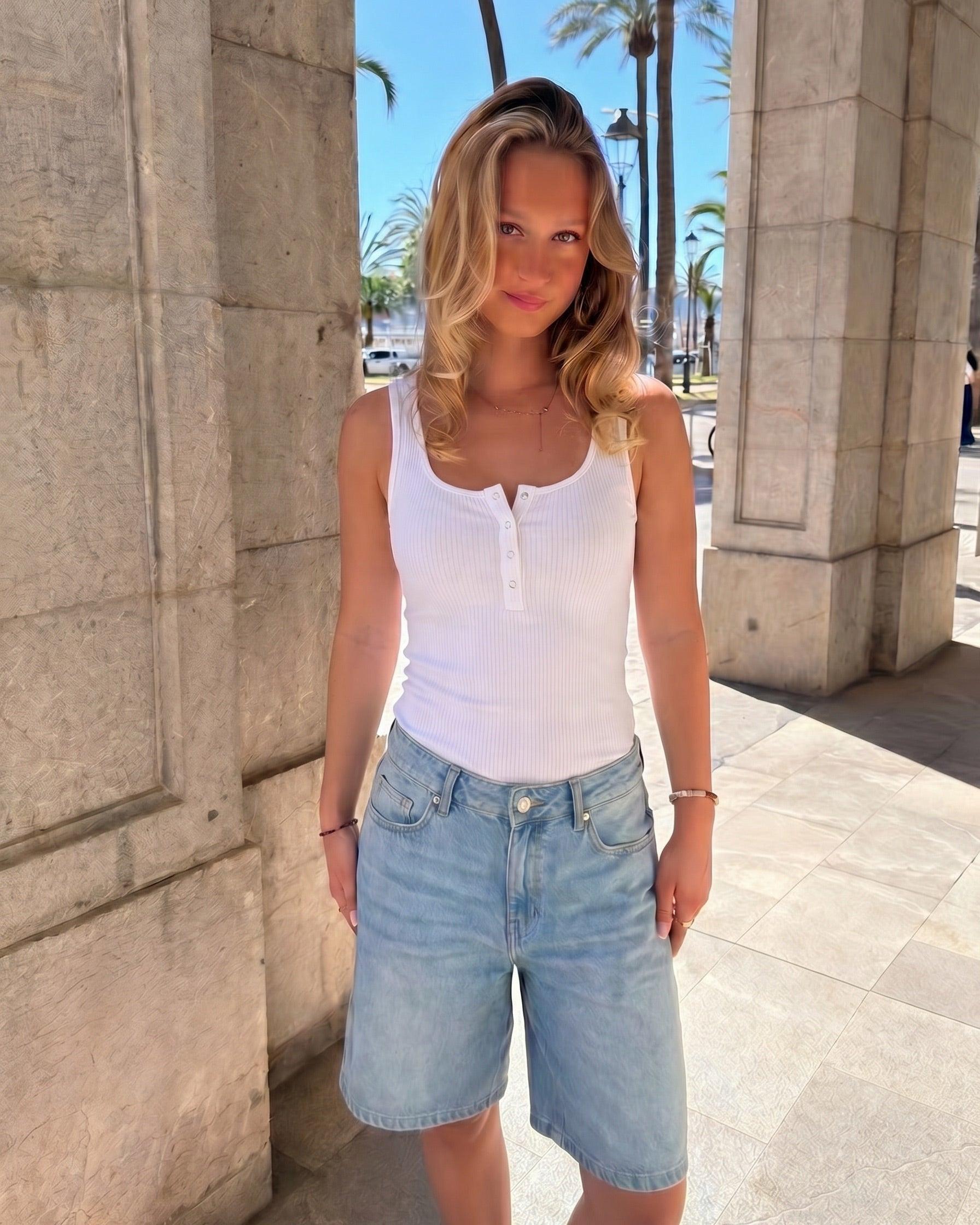 KITTE TANK TOP - BRIGHT WHITE - Dinvintageshop