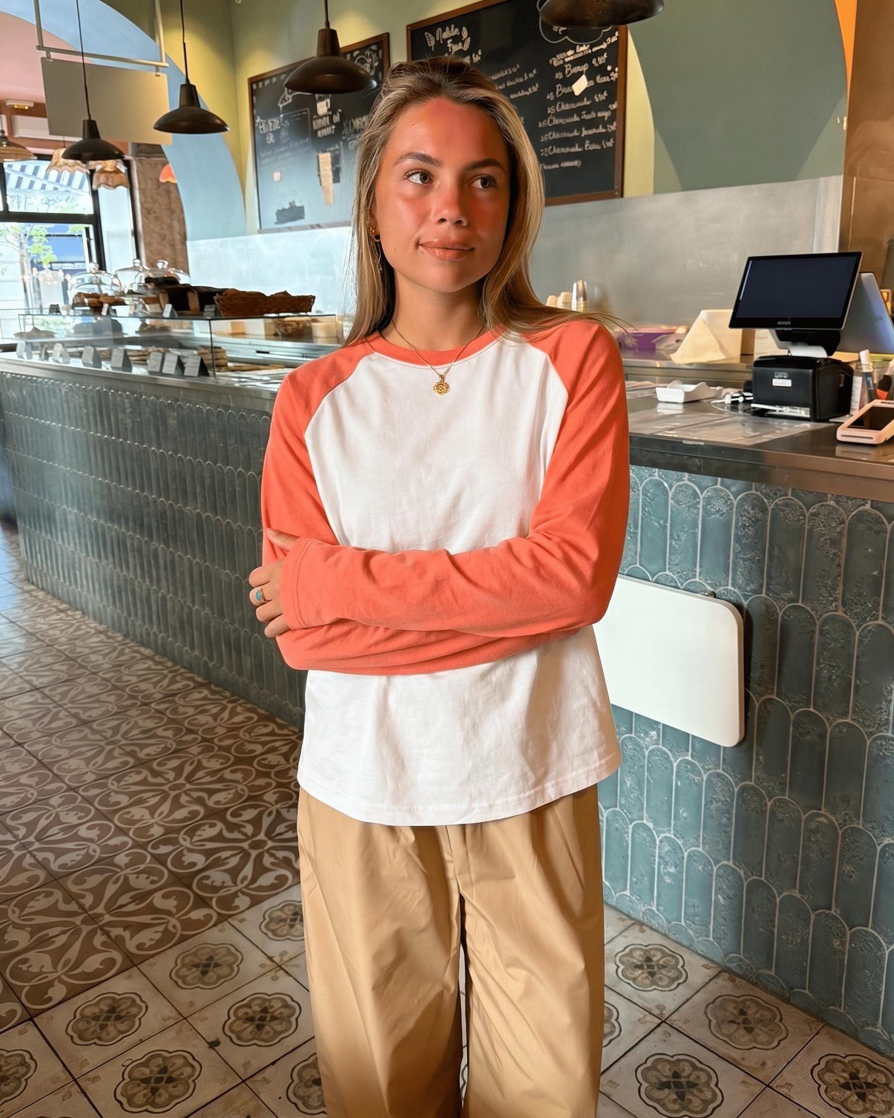 KLARA TEE - WHITE/CORAL