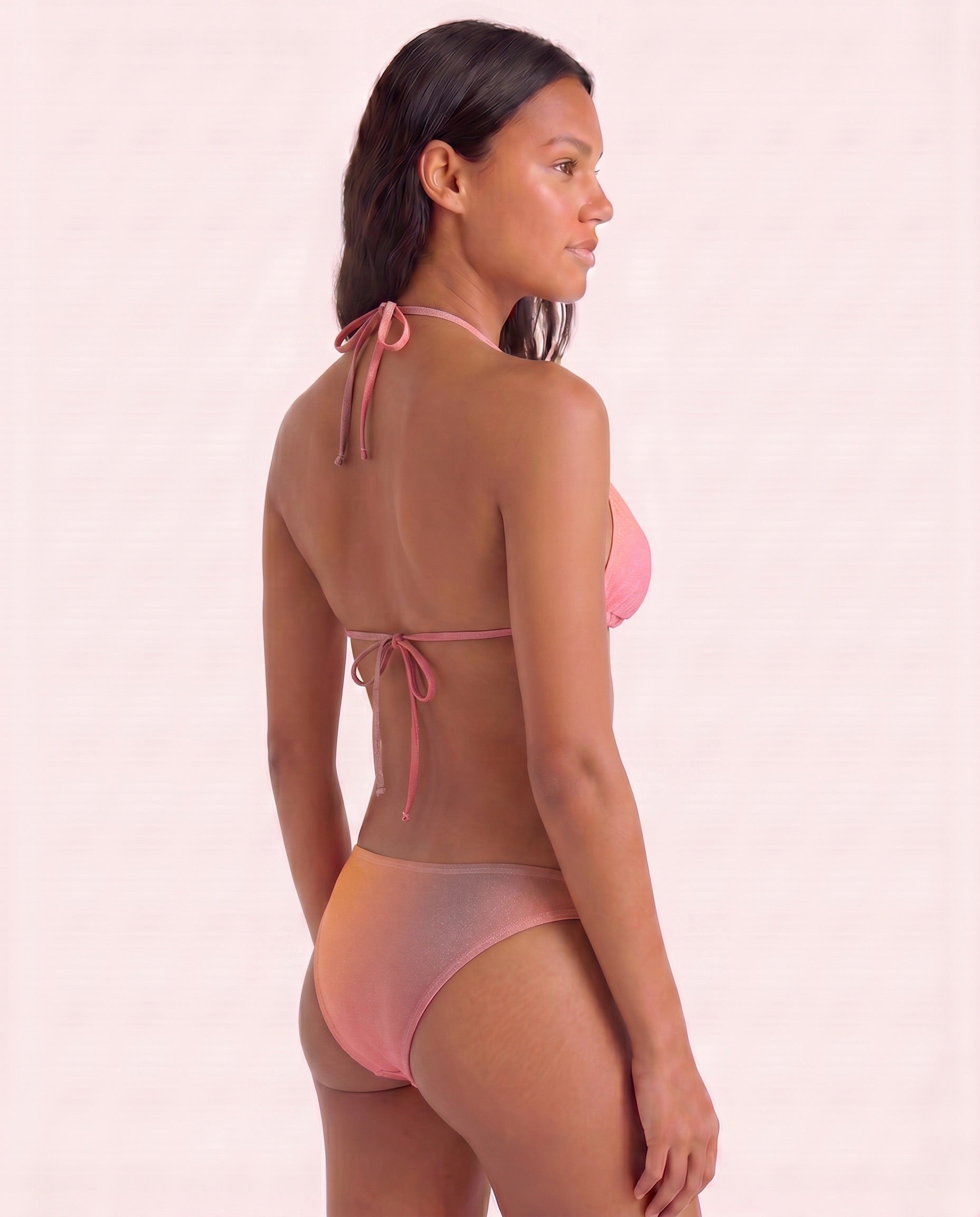 LAOMI GLITTER BIKINI TOP - RED OCRHRE GRADIENT - Dinvintageshop