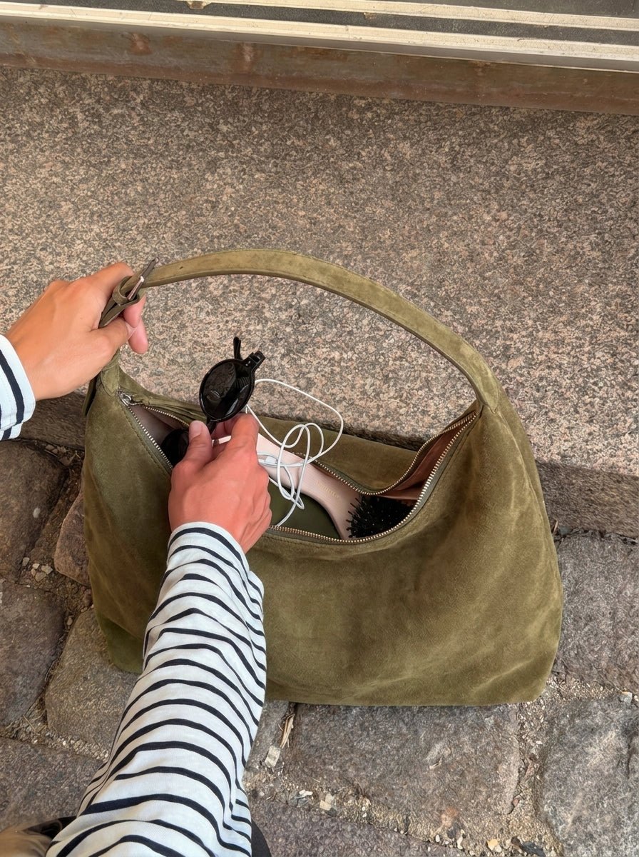 LEAH SUEDE BAG - GREEN - Dinvintageshop