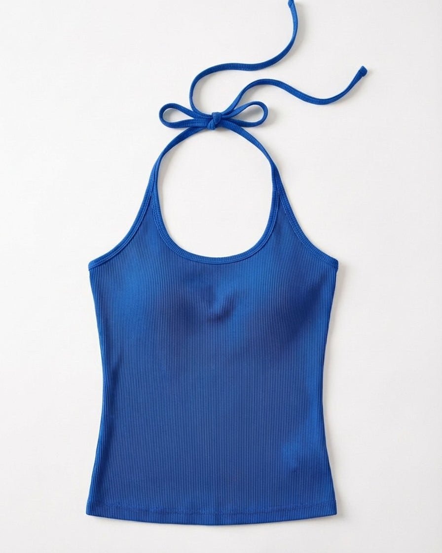 LINE HALTERNECK TOP - ROYAL BLUE - Dinvintageshop