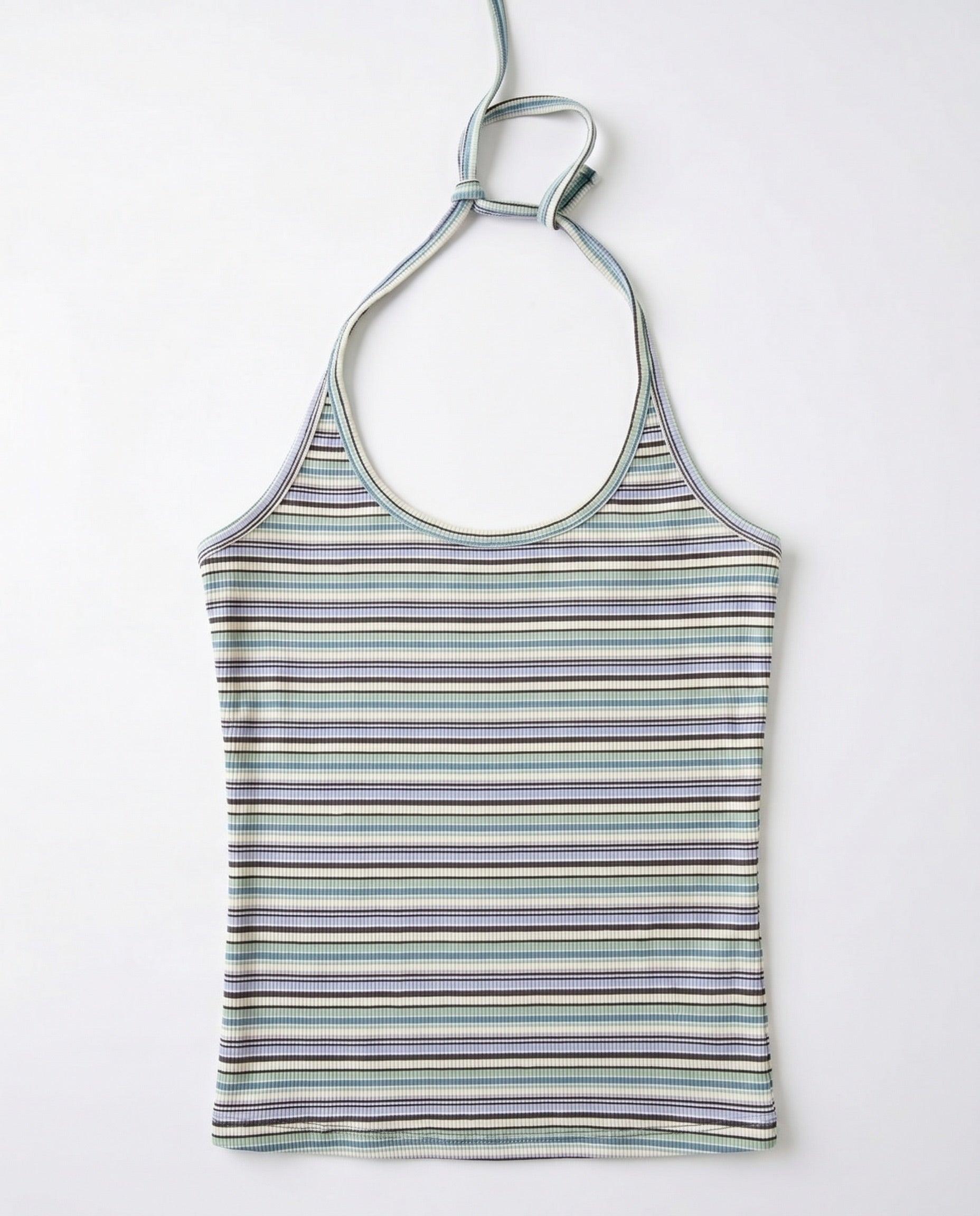LINE STRIPE HALTERNECK TOP - OCEAN MIX - Dinvintageshop