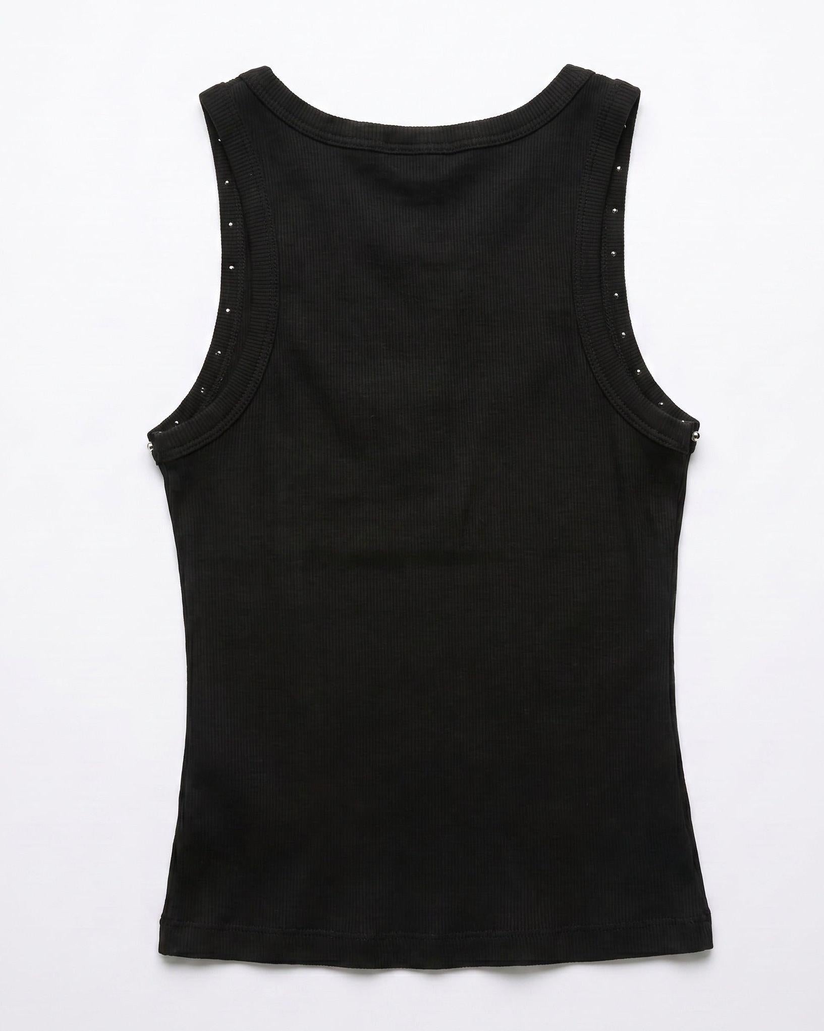 LUNA STUDS TANK TOP - BLACK - Dinvintageshop