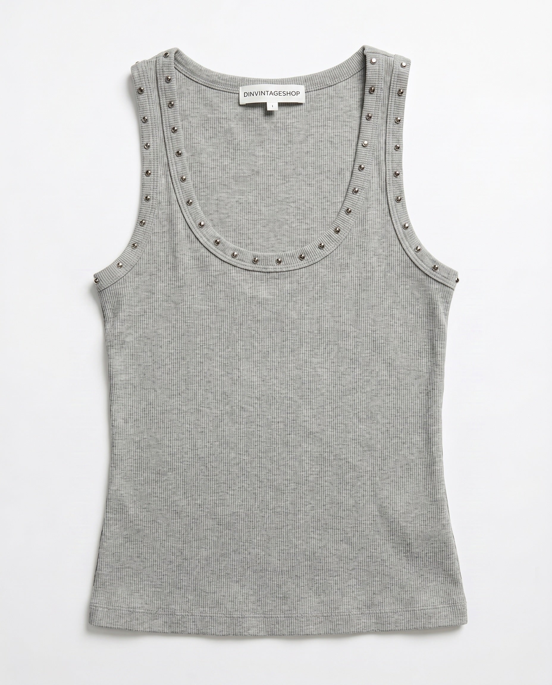 LUNA STUDS TANK TOP - GREY - Dinvintageshop