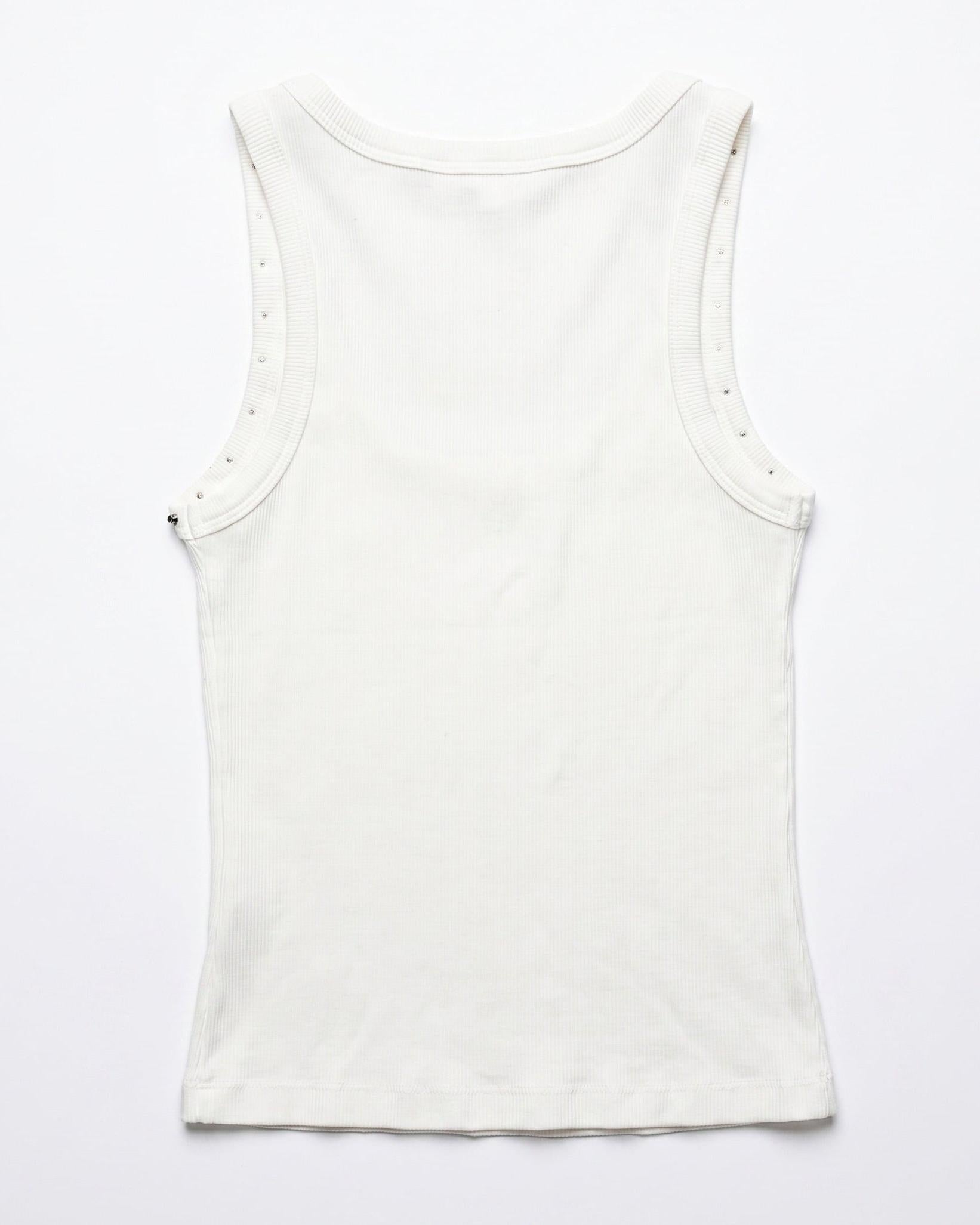 LUNA STUDS TANK TOP - WHITE - Dinvintageshop