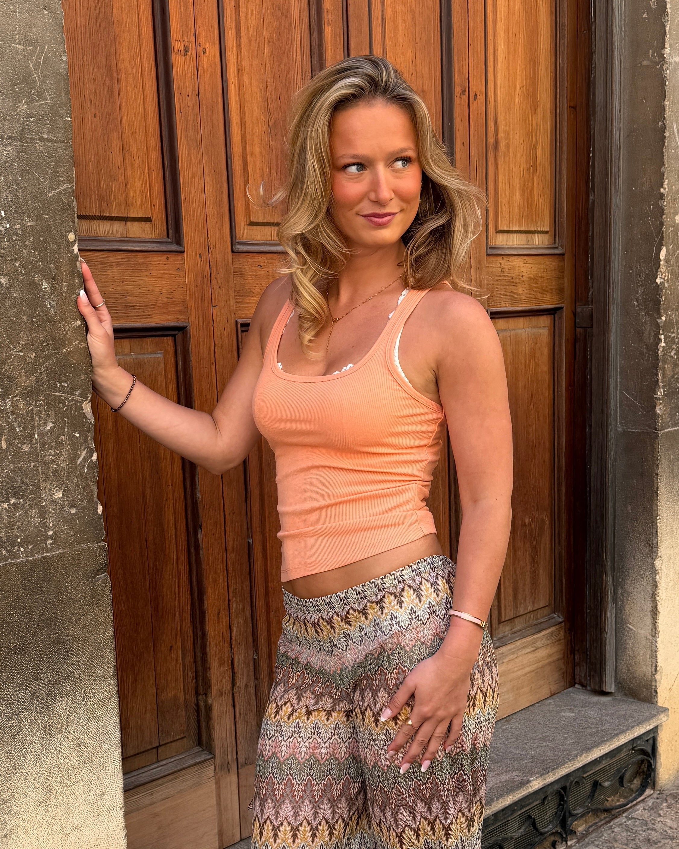 LUNA TANK TOP - CORAL - Dinvintageshop