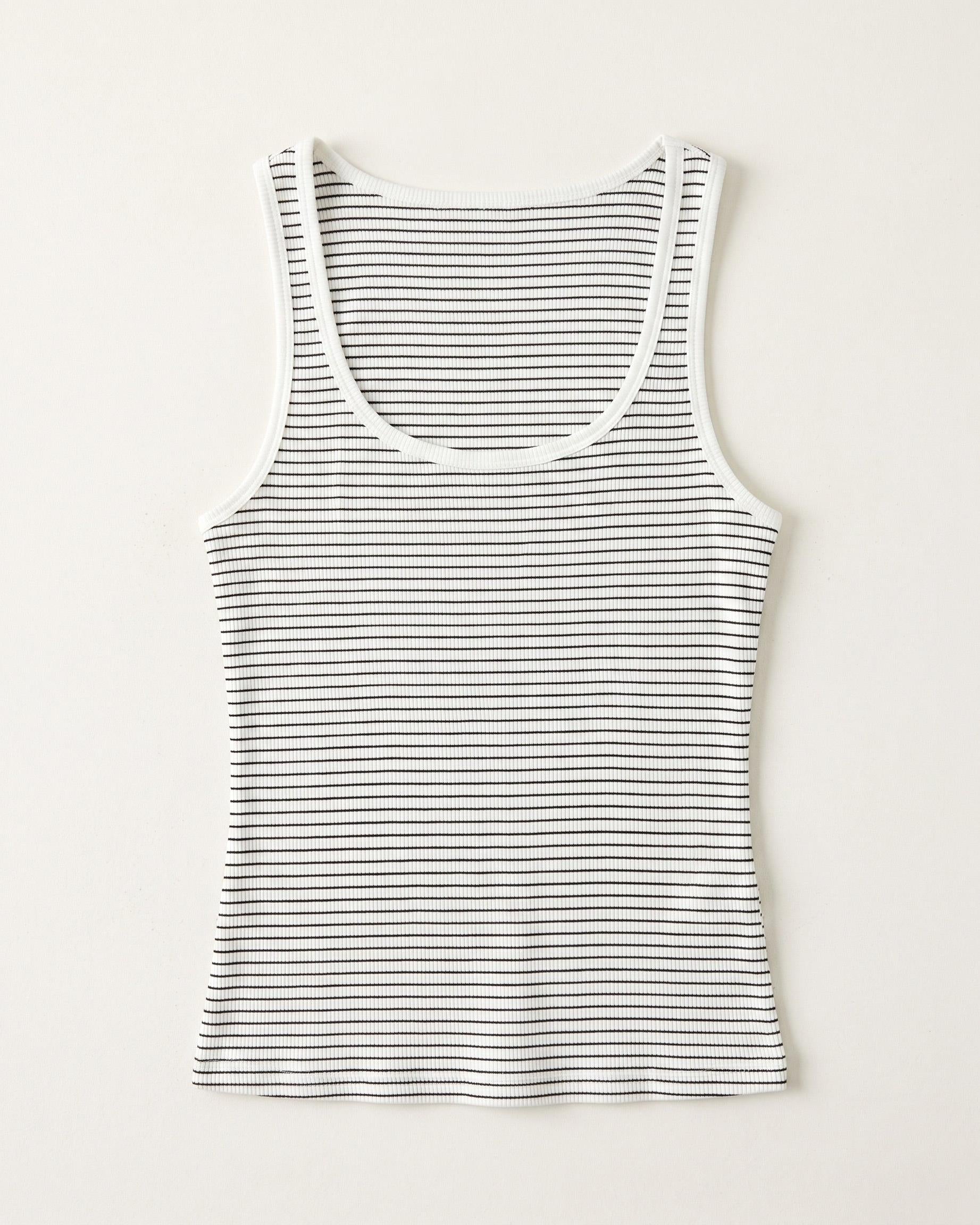 LUNA TANK TOP - WHITE/BLACK STRIPE - Dinvintageshop