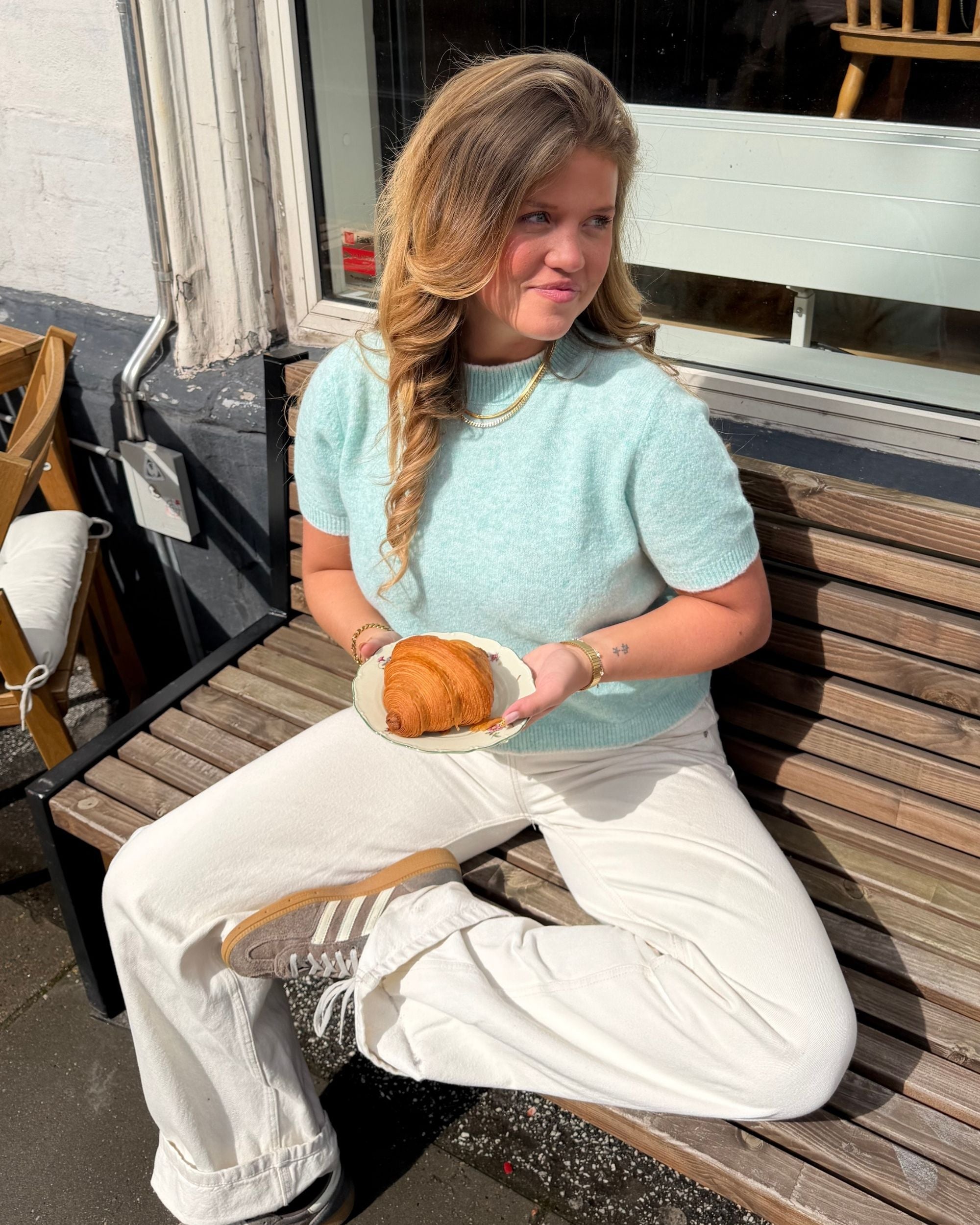MADDIE KNIT SS - TEAL - Dinvintageshop