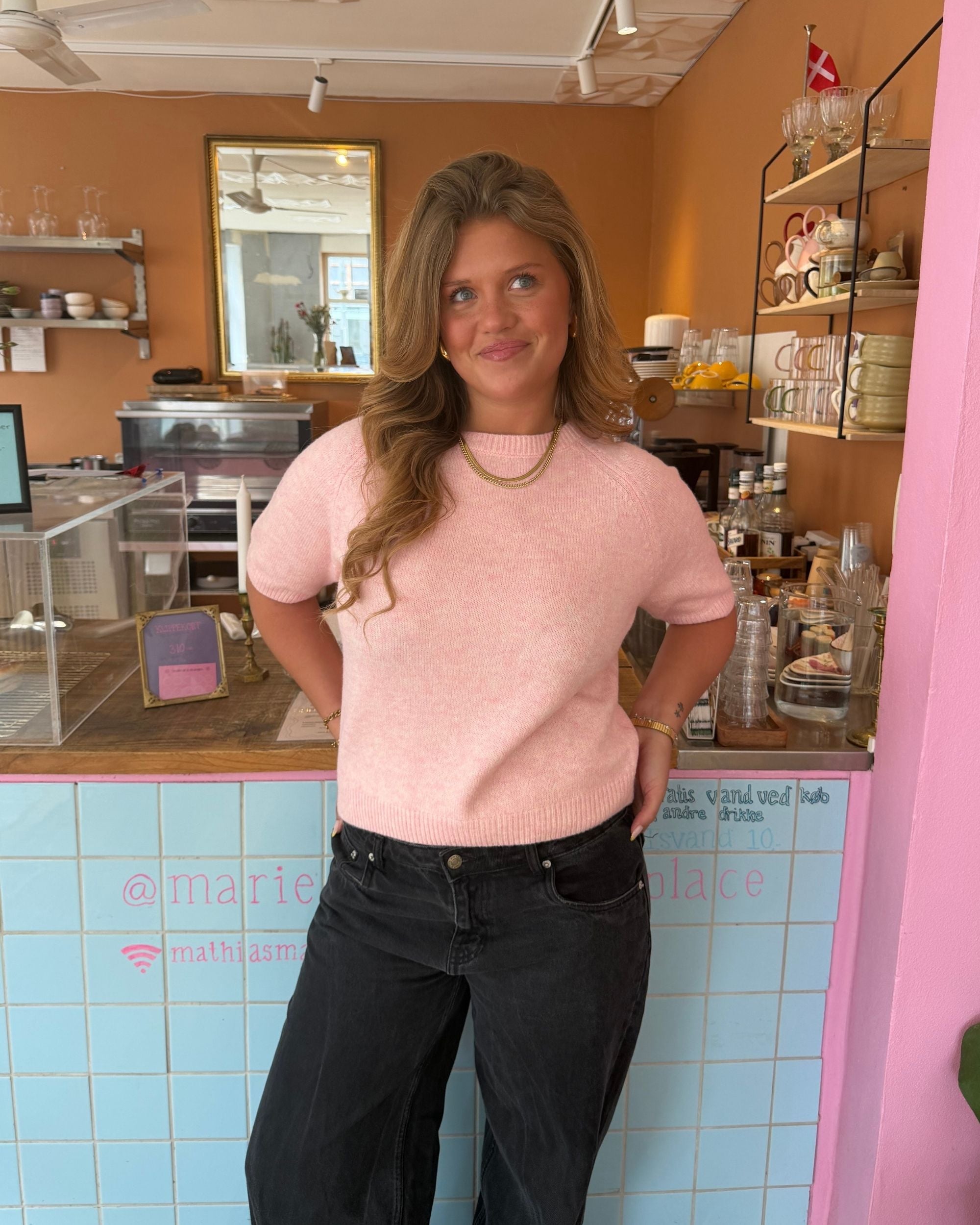 MIRA KORTÆRMET STRIK - CANDYFLOSS - Dinvintageshop