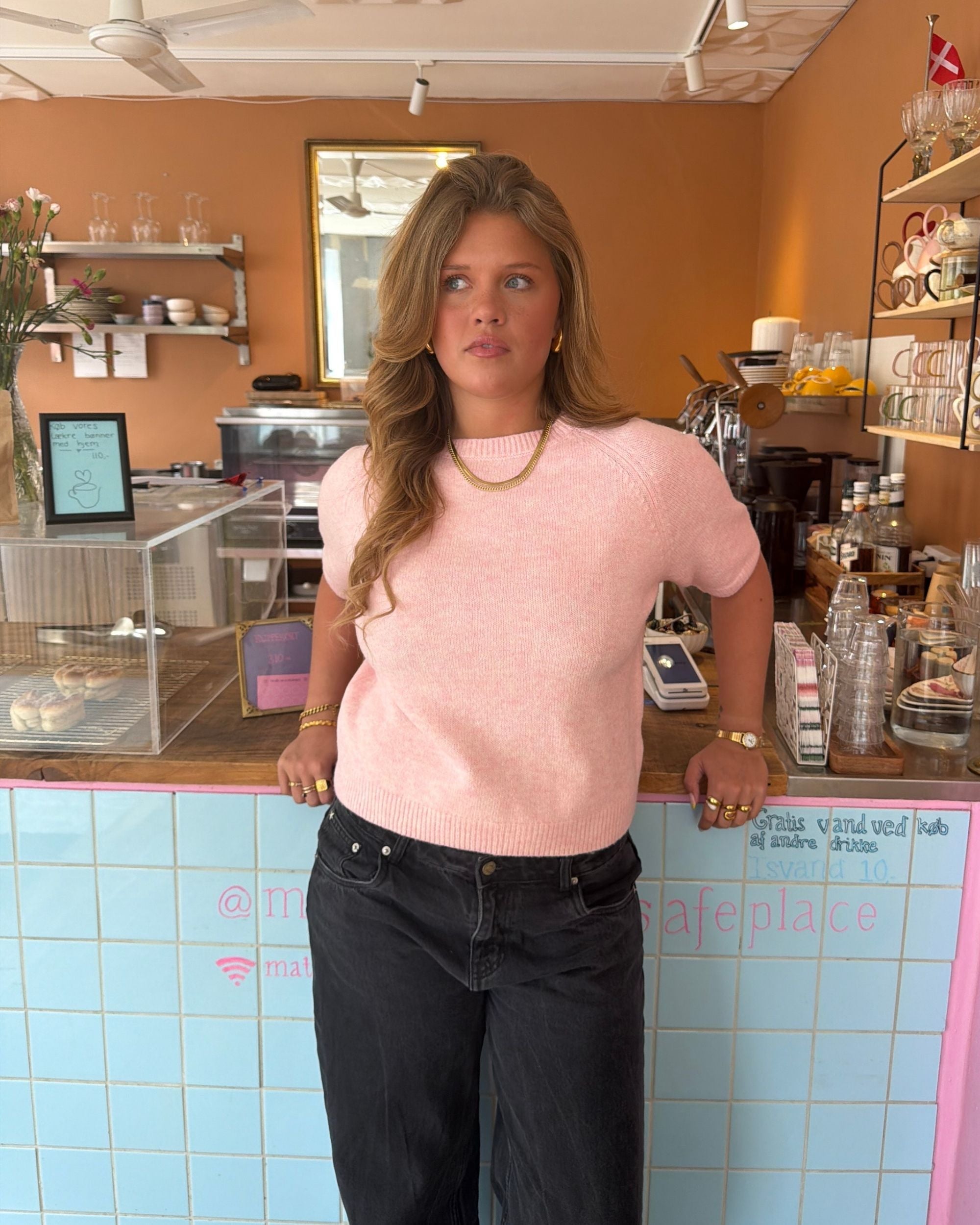 MIRA KORTÆRMET STRIK - CANDYFLOSS - Dinvintageshop