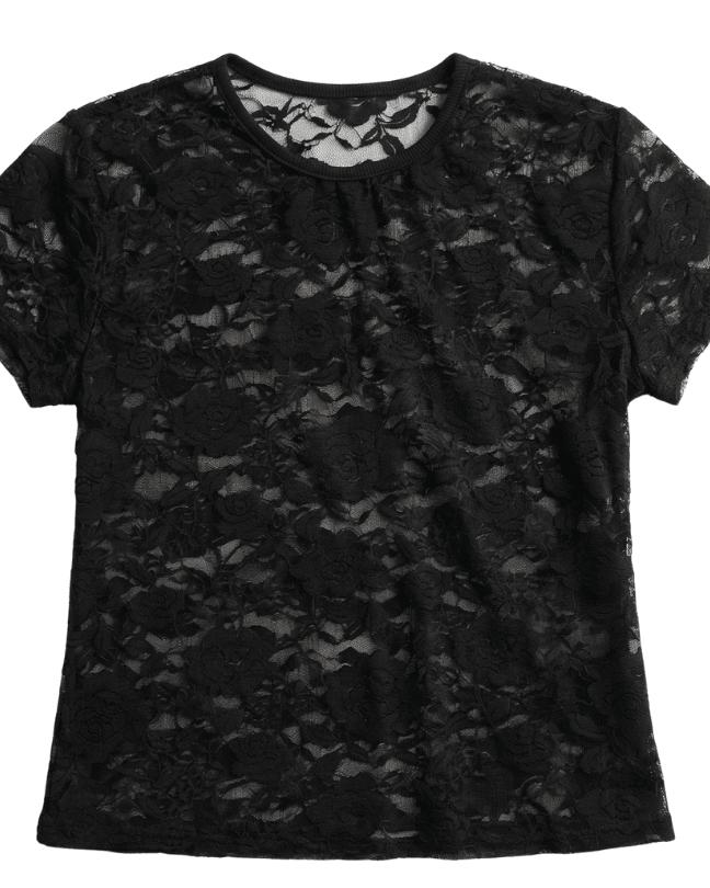 MONIQUE LACE TOP - BLACK