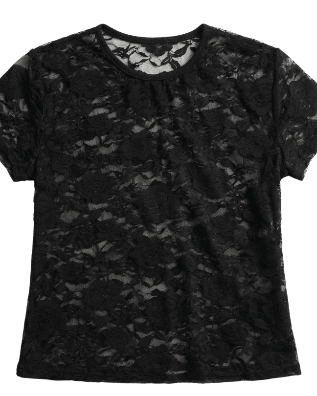 MONIQUE LACE TOP - BLACK - Dinvintageshop