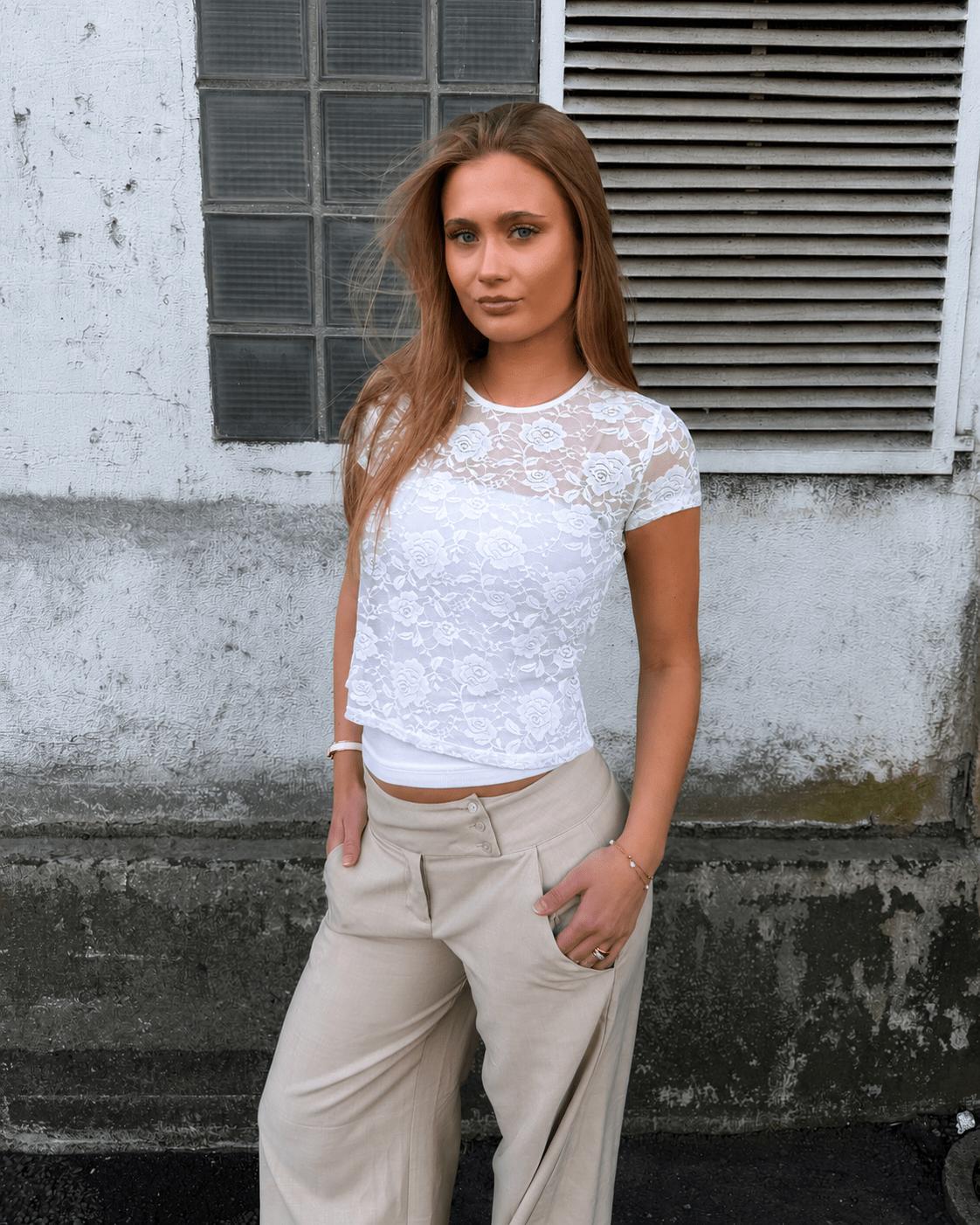 MONIQUE LACE TOP - WHITE