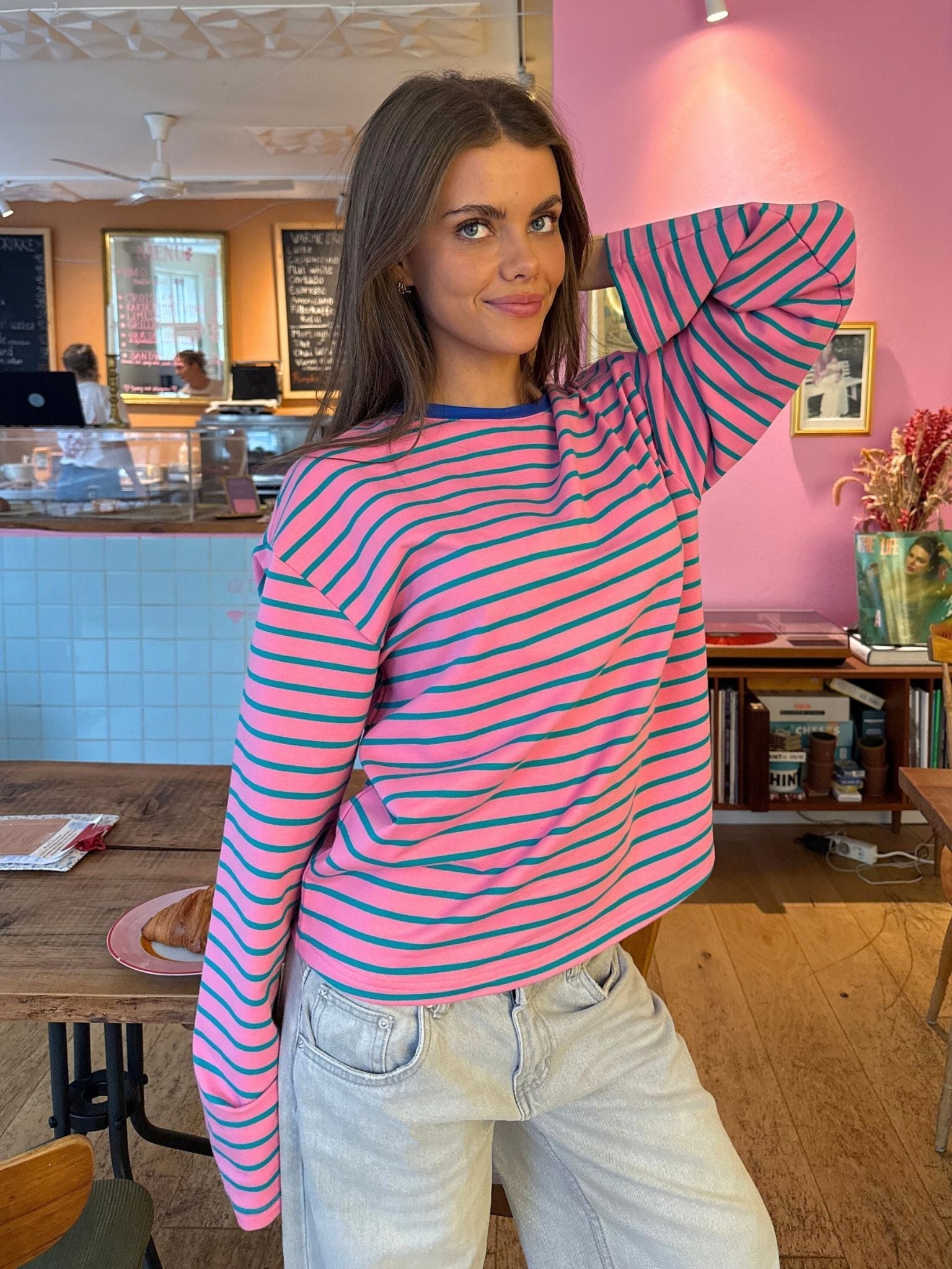 MYNTE STRIPE TEE - PINK/GREEN - Dinvintageshop