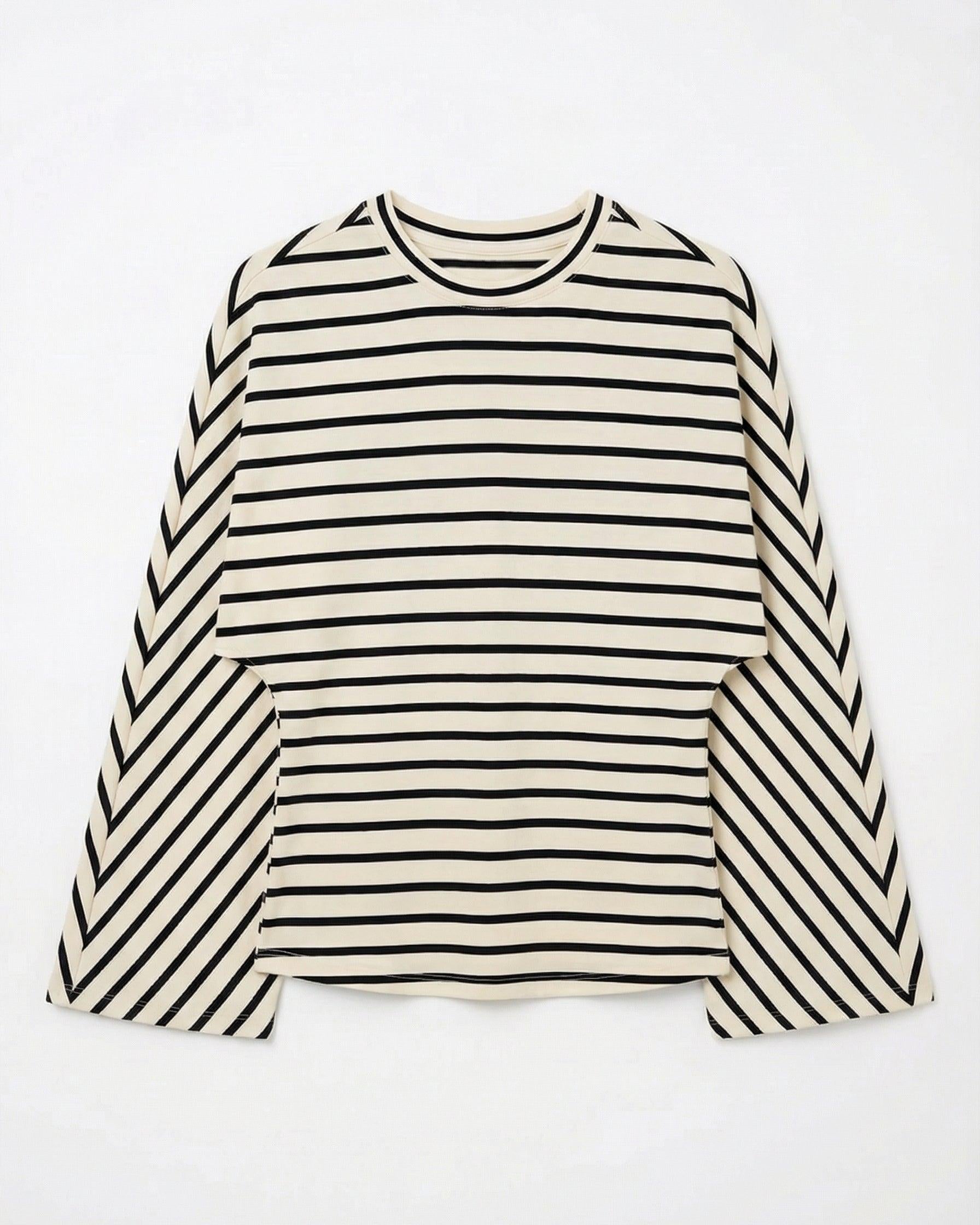 NALA STRIPE ANGEL TEE - OFFWHITE/BLACK - Dinvintageshop