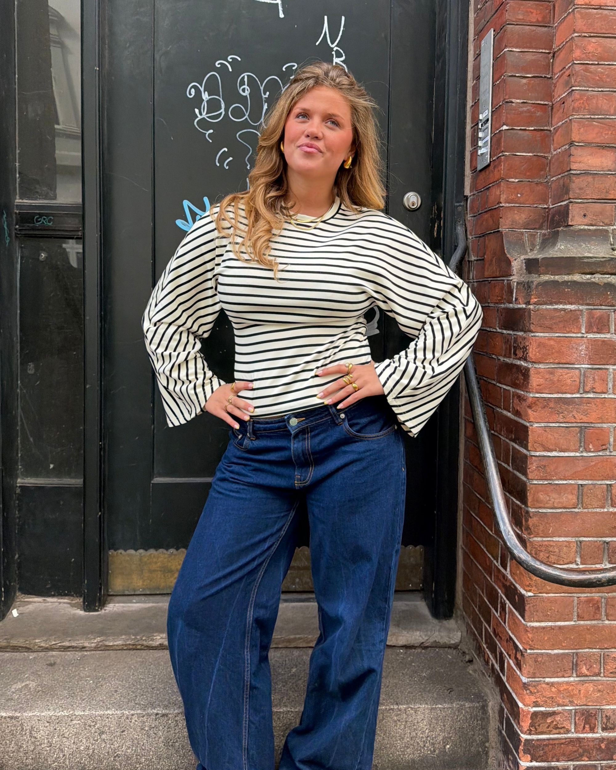 NALA STRIPE ANGEL TEE - OFFWHITE/BLACK - Dinvintageshop