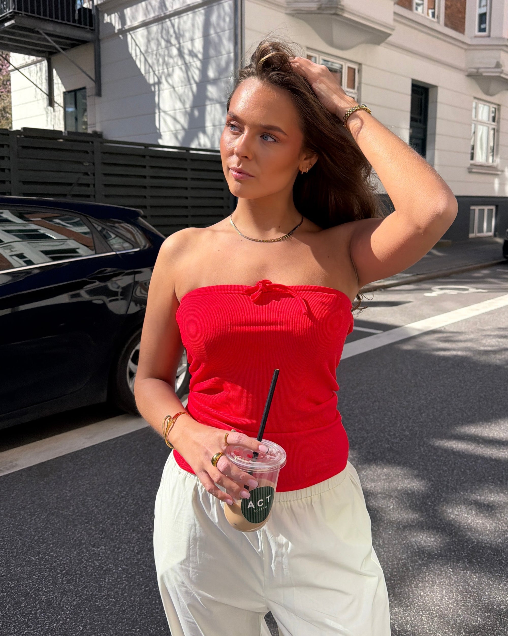 NAYA TUBE TOP - RED - Dinvintageshop