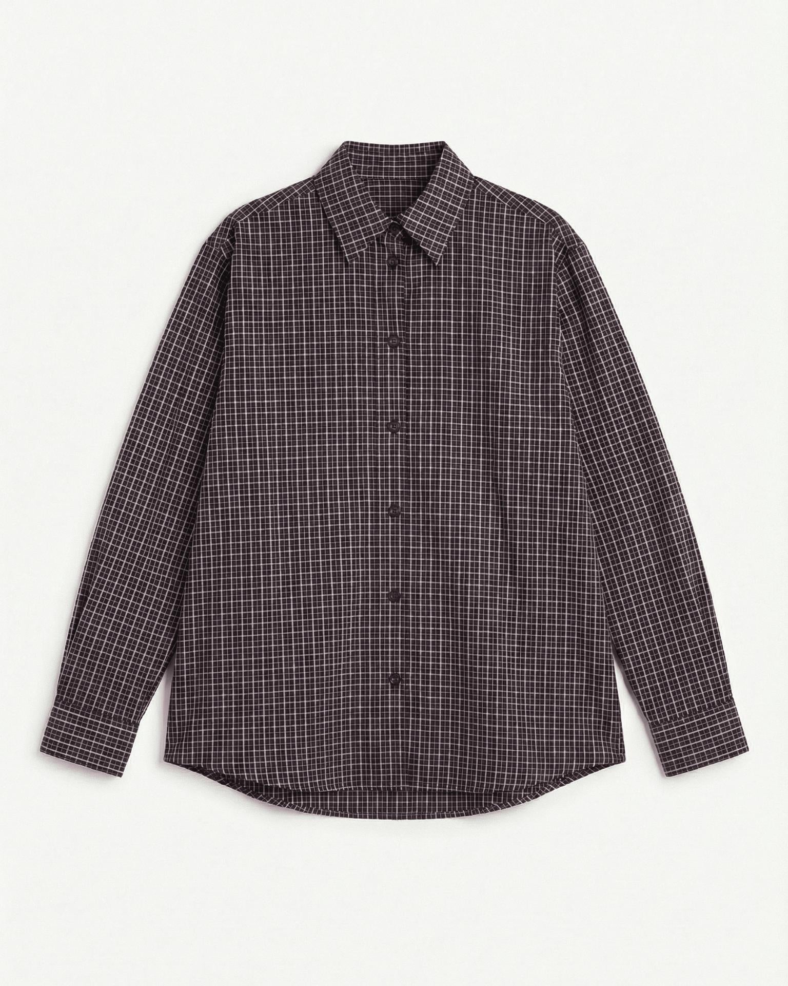 NEO BOXFIT SHIRT - DK BROWN CHECK