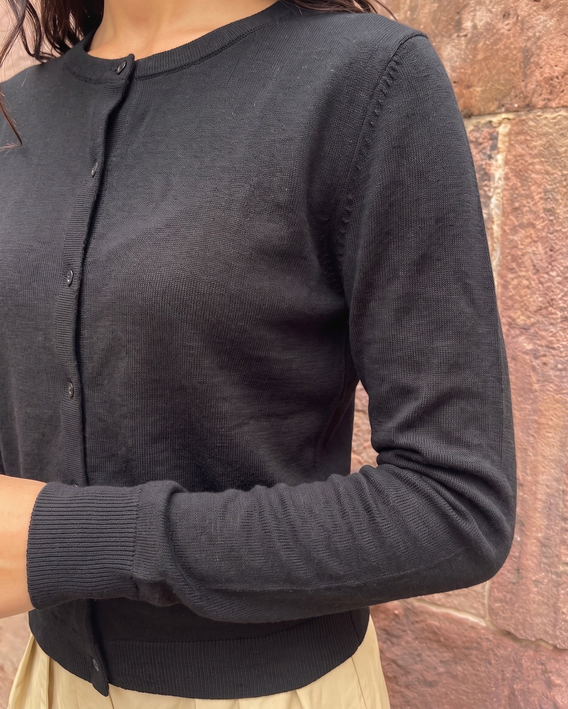 NORA KNIT CARDIGAN - BLACK - Dinvintageshop