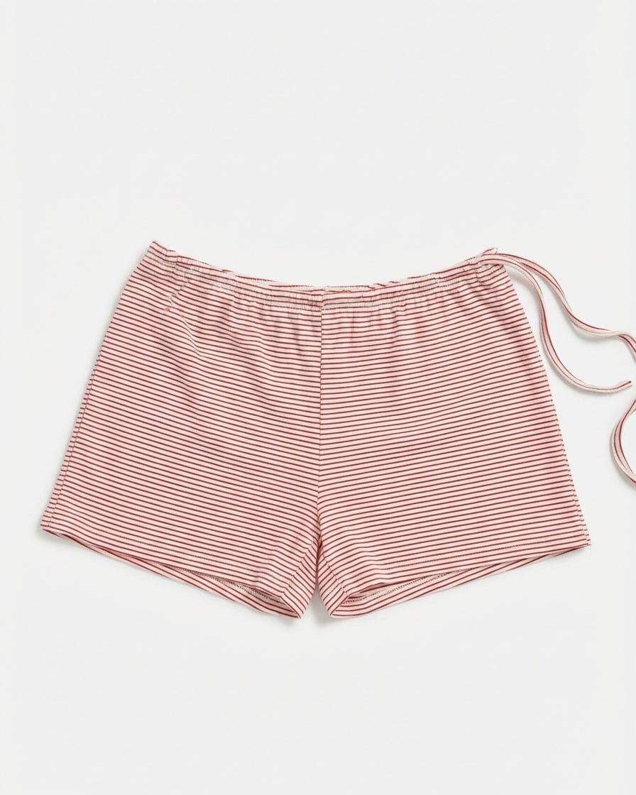 PARIS STRIPE SHORTS - OFFWHITE/RED - Dinvintageshop