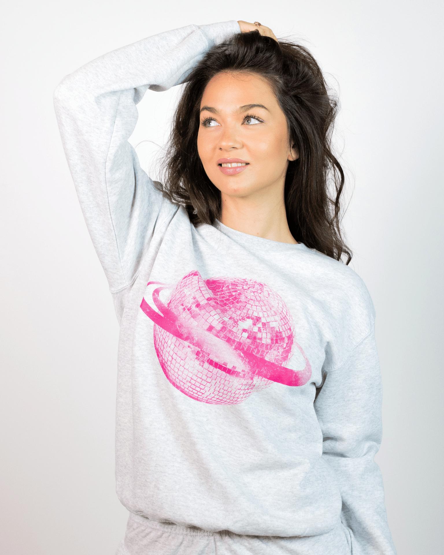 PLANET DISCO (pink) SWEATSHIRT - GREY
