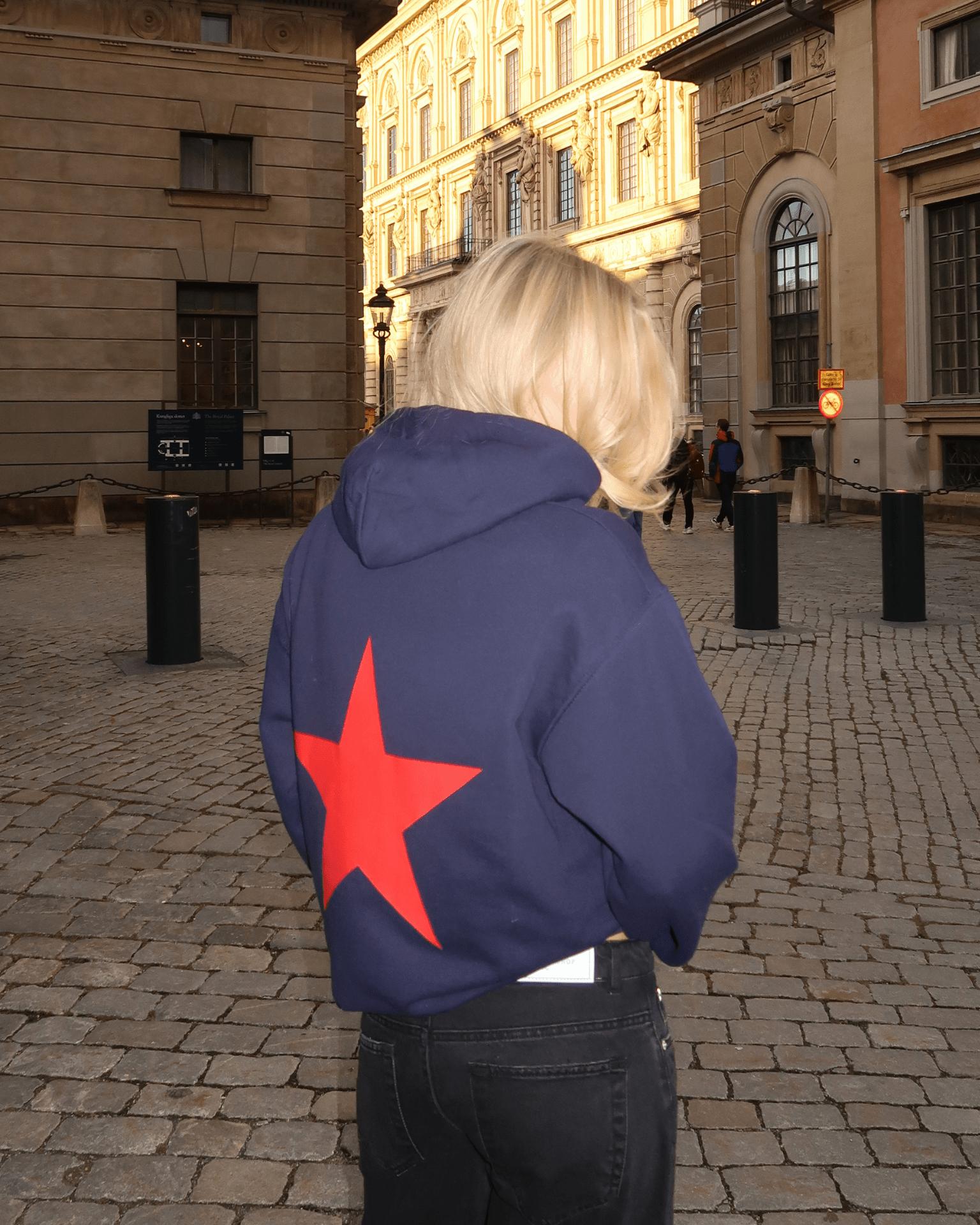 RED STAR HOODIE (rygprint) - NAVY