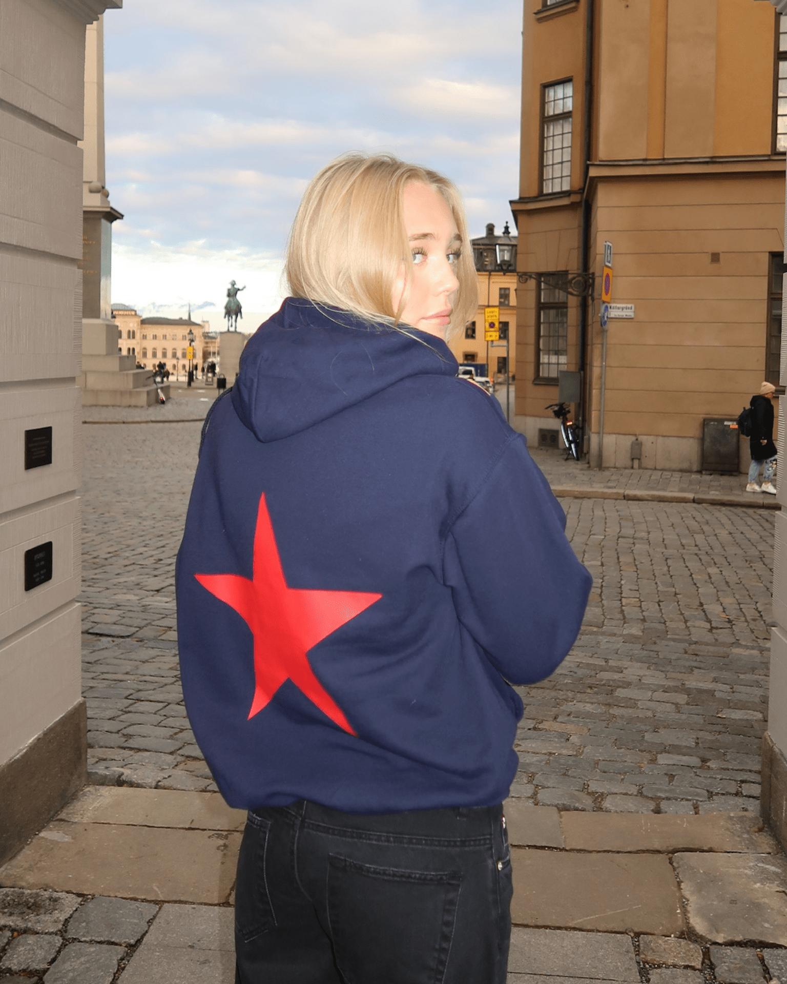 RED STAR HOODIE (rygprint) - NAVY