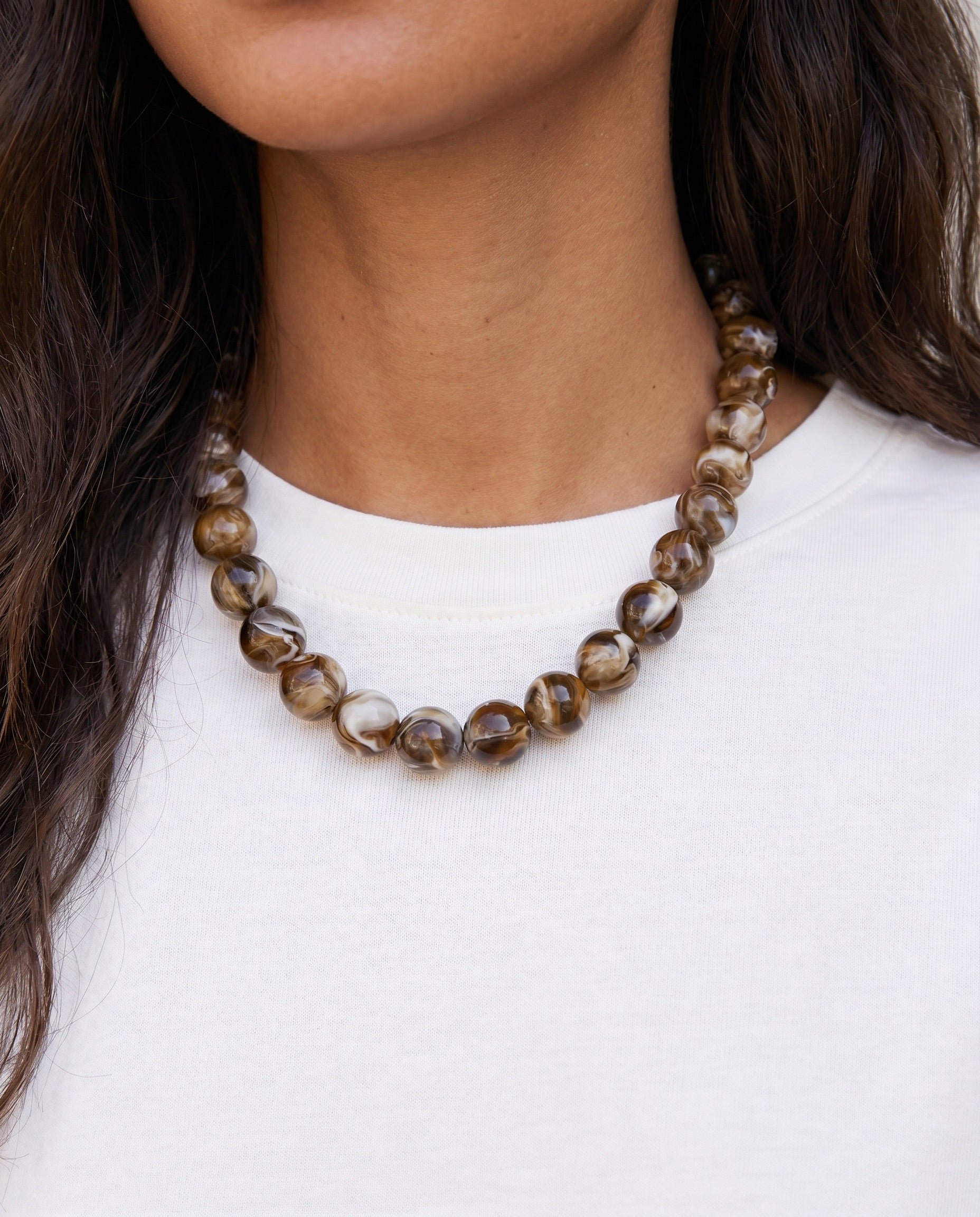REGITSE HALSKÆDE - BROWN STONE - Dinvintageshop
