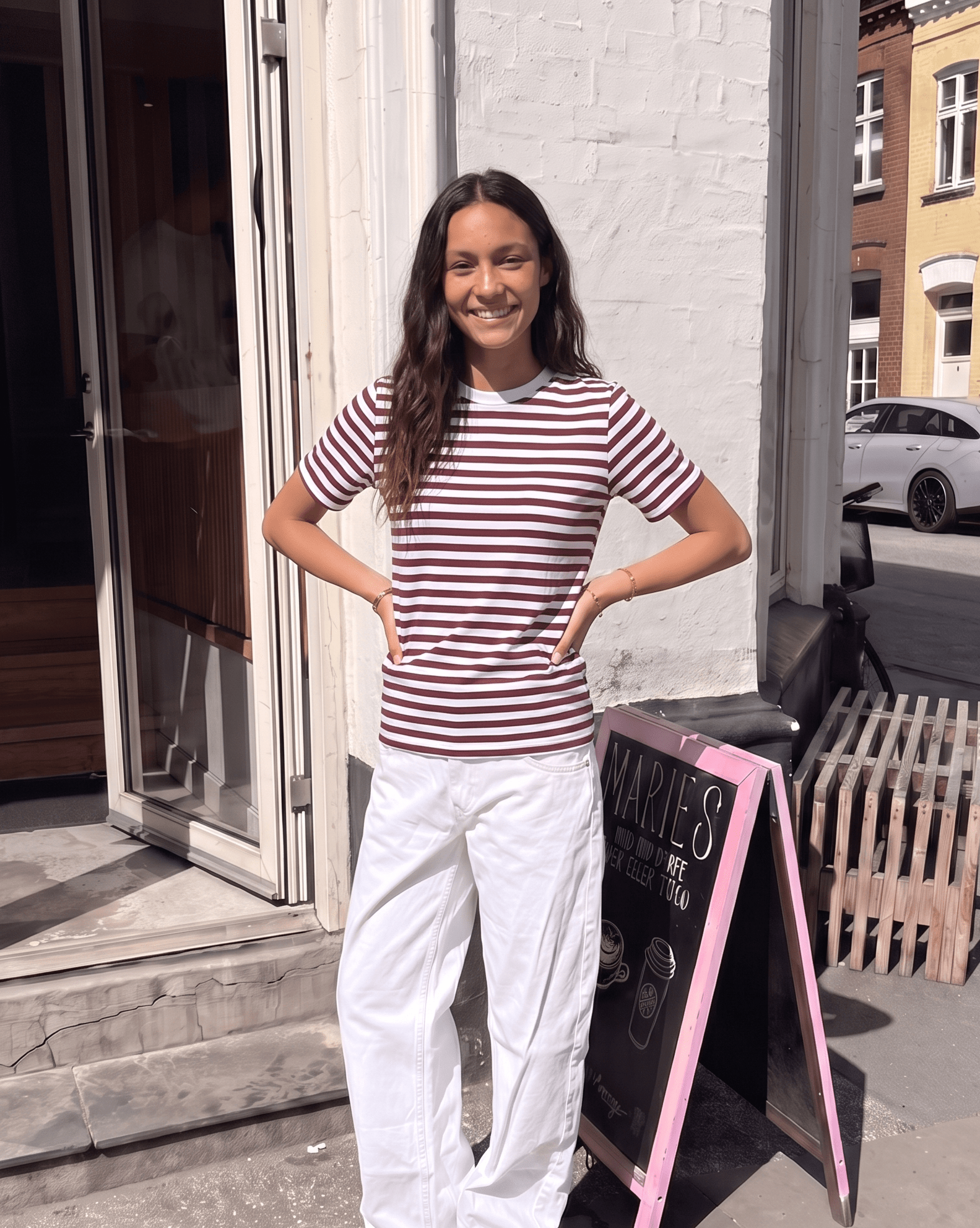 RIA STRIPE TEE - TAWNEY PORT - Dinvintageshop