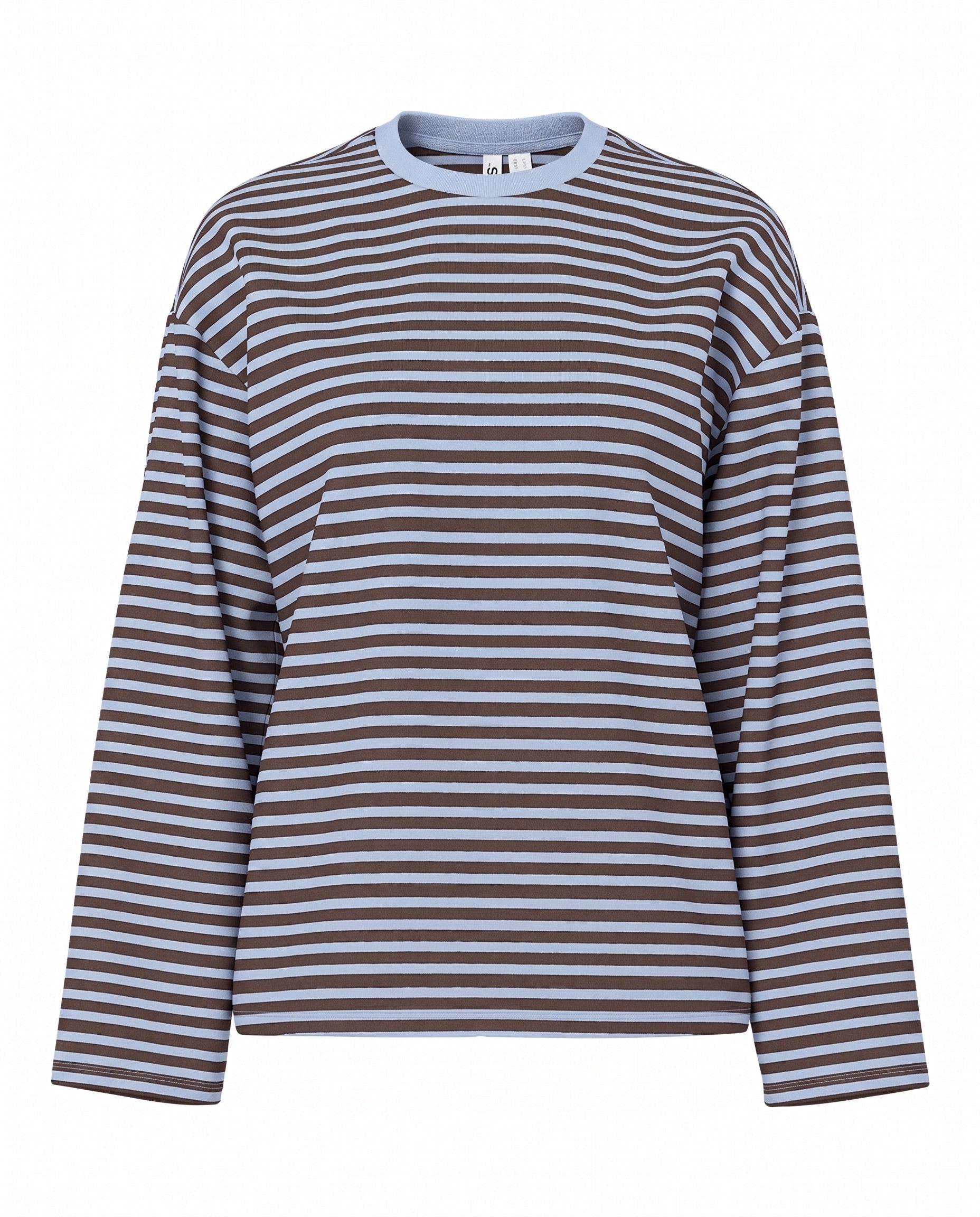 SADIE STRIPE TEE LS - CASHMERE BLUE / HOT FUDGE