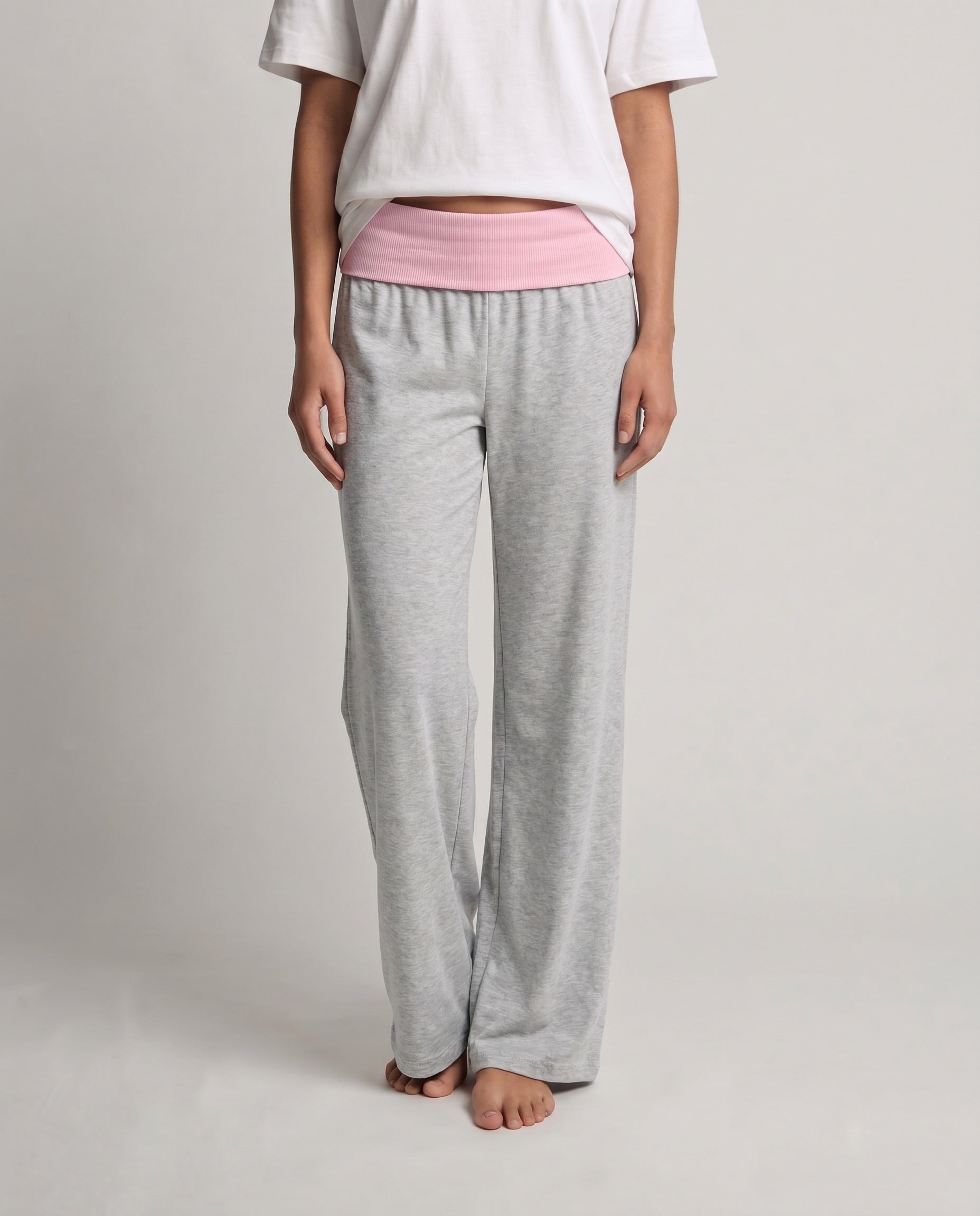 SASHA PANT - GREY/LIGHT PINK - Dinvintageshop