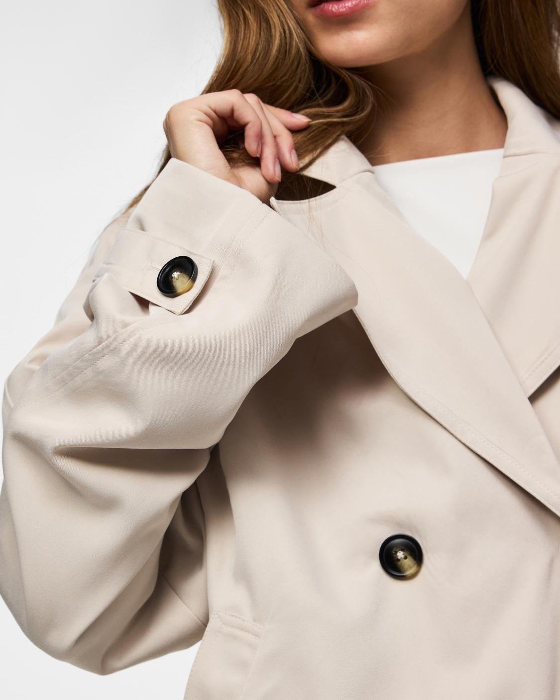 SCARLETT SHORT TRENCHCOAT - SILVER GRAY - Dinvintageshop
